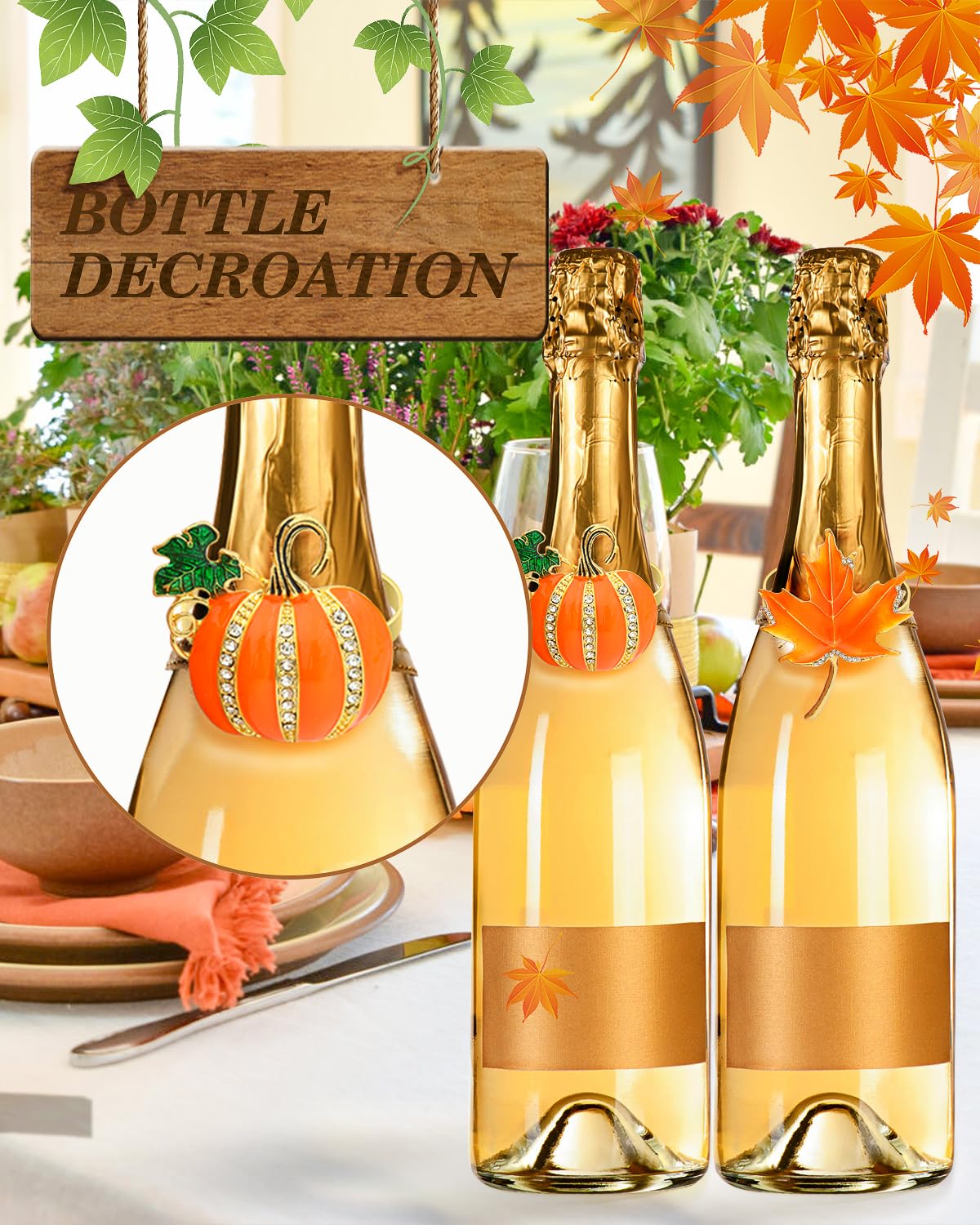 Use napkin rings as a bottle decoration