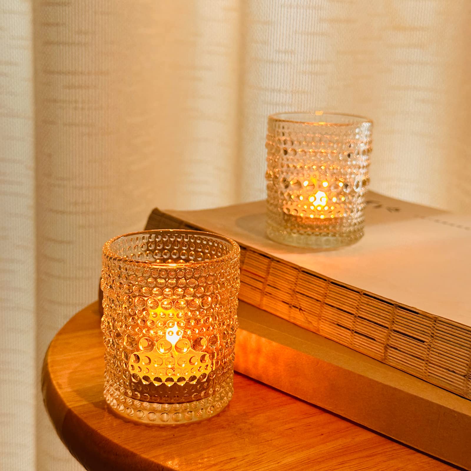 12 Pcs Clear Glass Tea Light Candle Holders