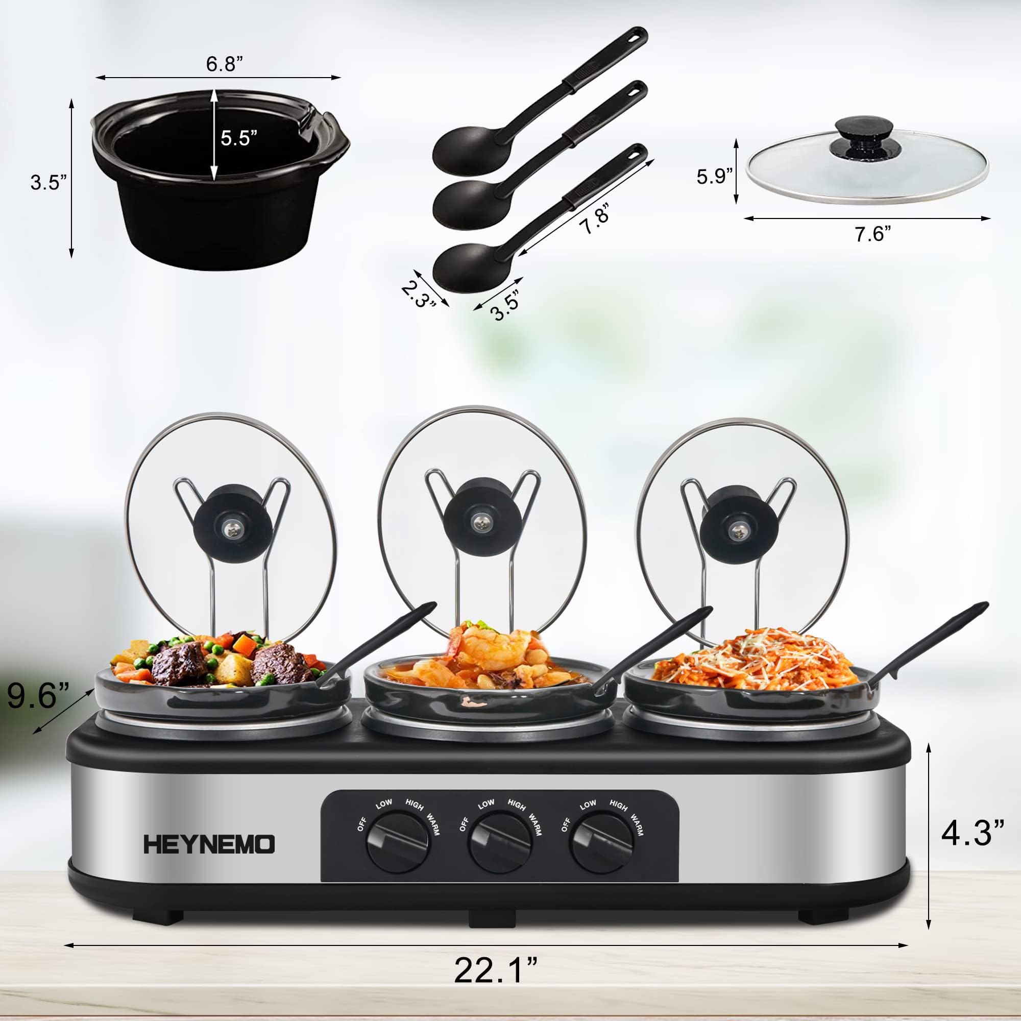 Triple Slow Cooker, 3×1.5 QT Buffet Servers and Warmers