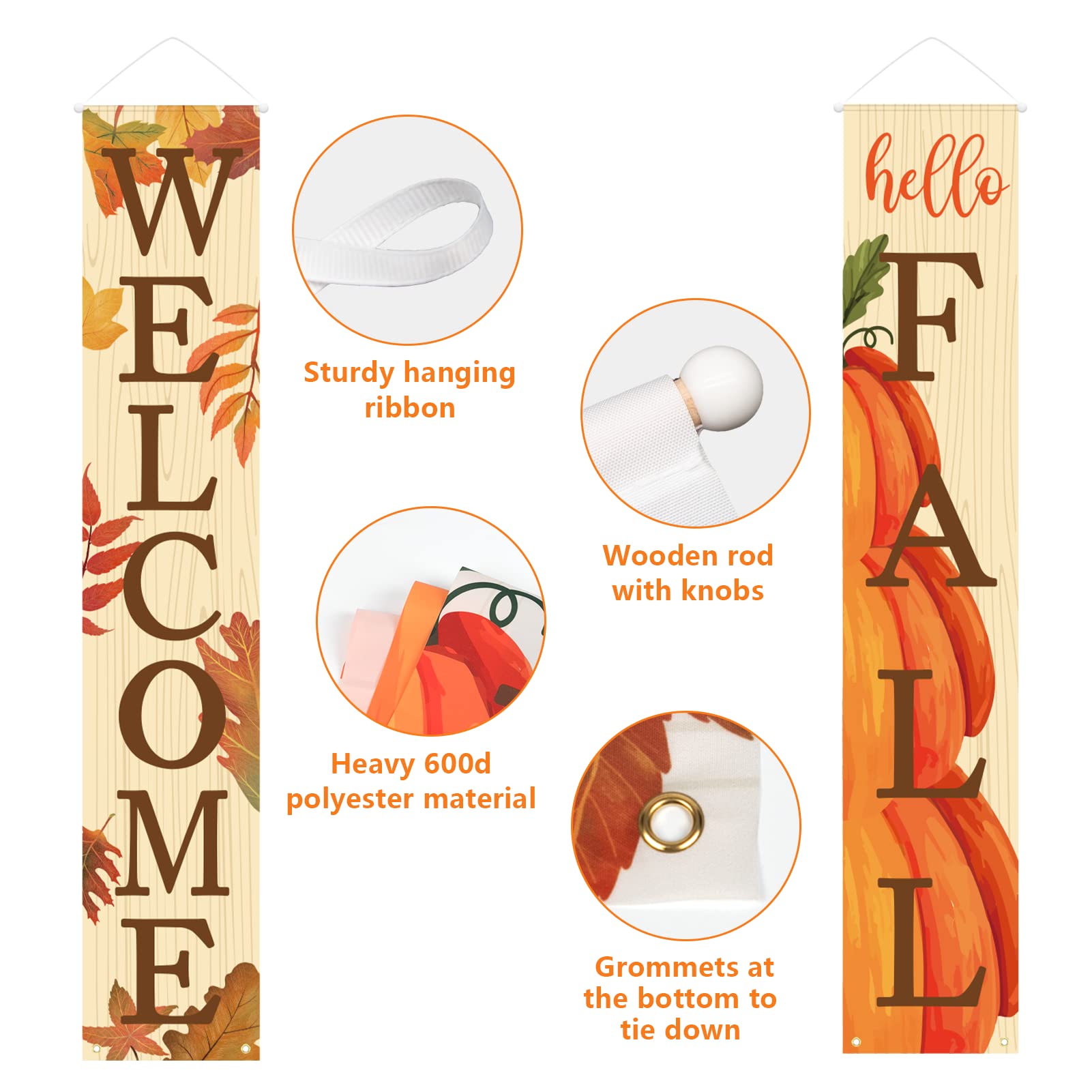 Welcome & Hello Fall Signs for Front Door