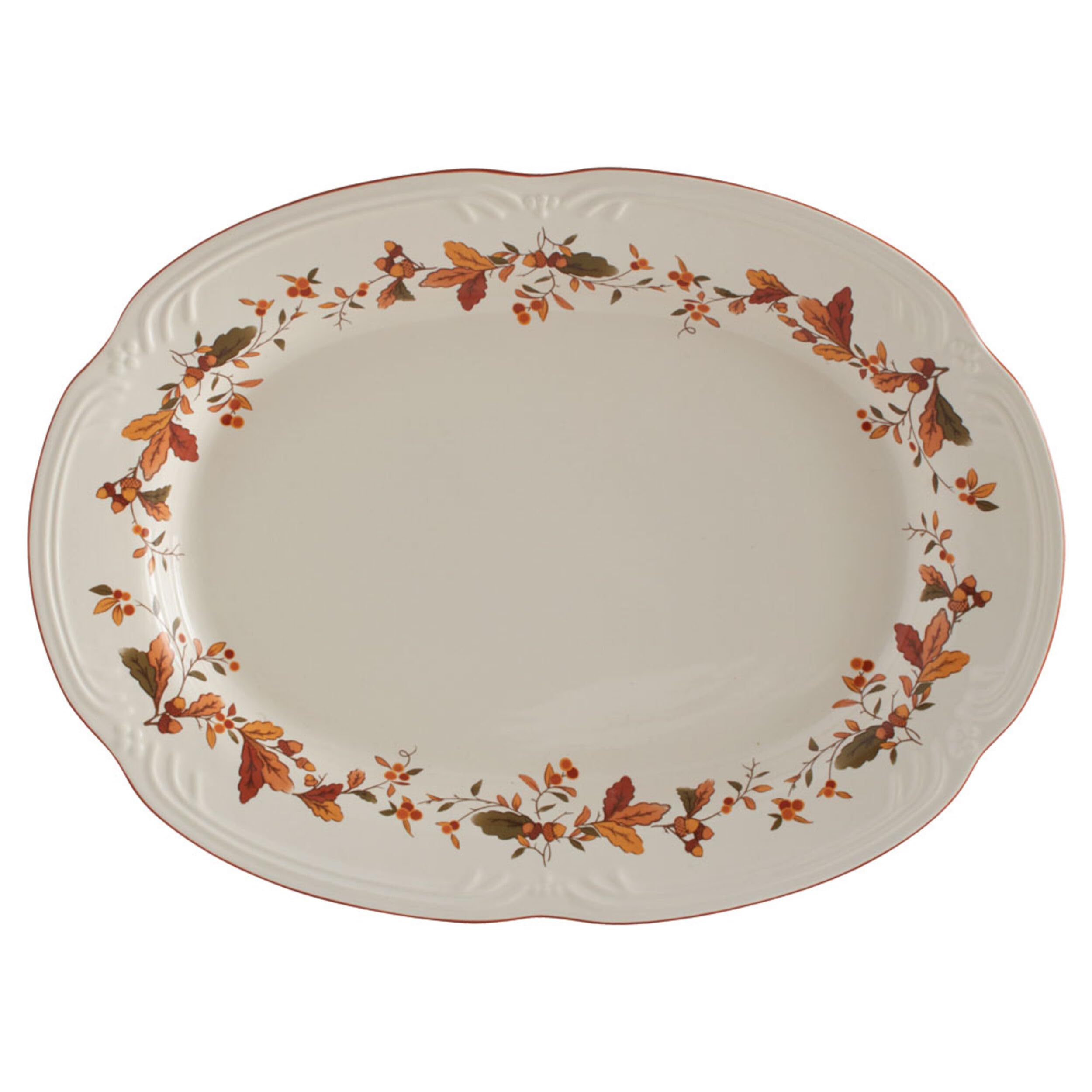 Pfaltzgraff Autumn Berry Oval Platter, 14-3/4-Inch x 11-Inch, White, 5189119