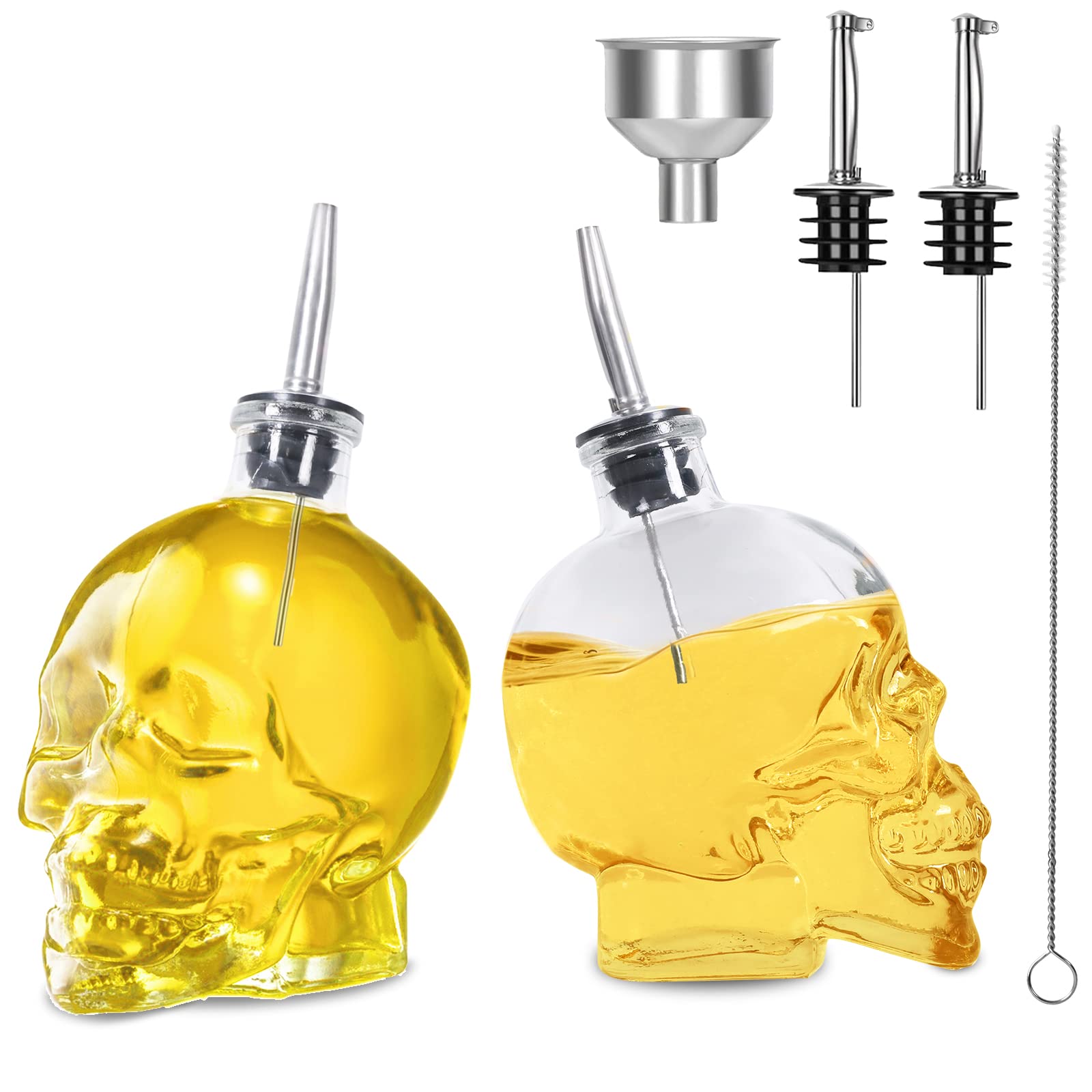 Olive Oil Dispenser - 15 Oz Skull Shape Oil and Vinegar Dispenser Set