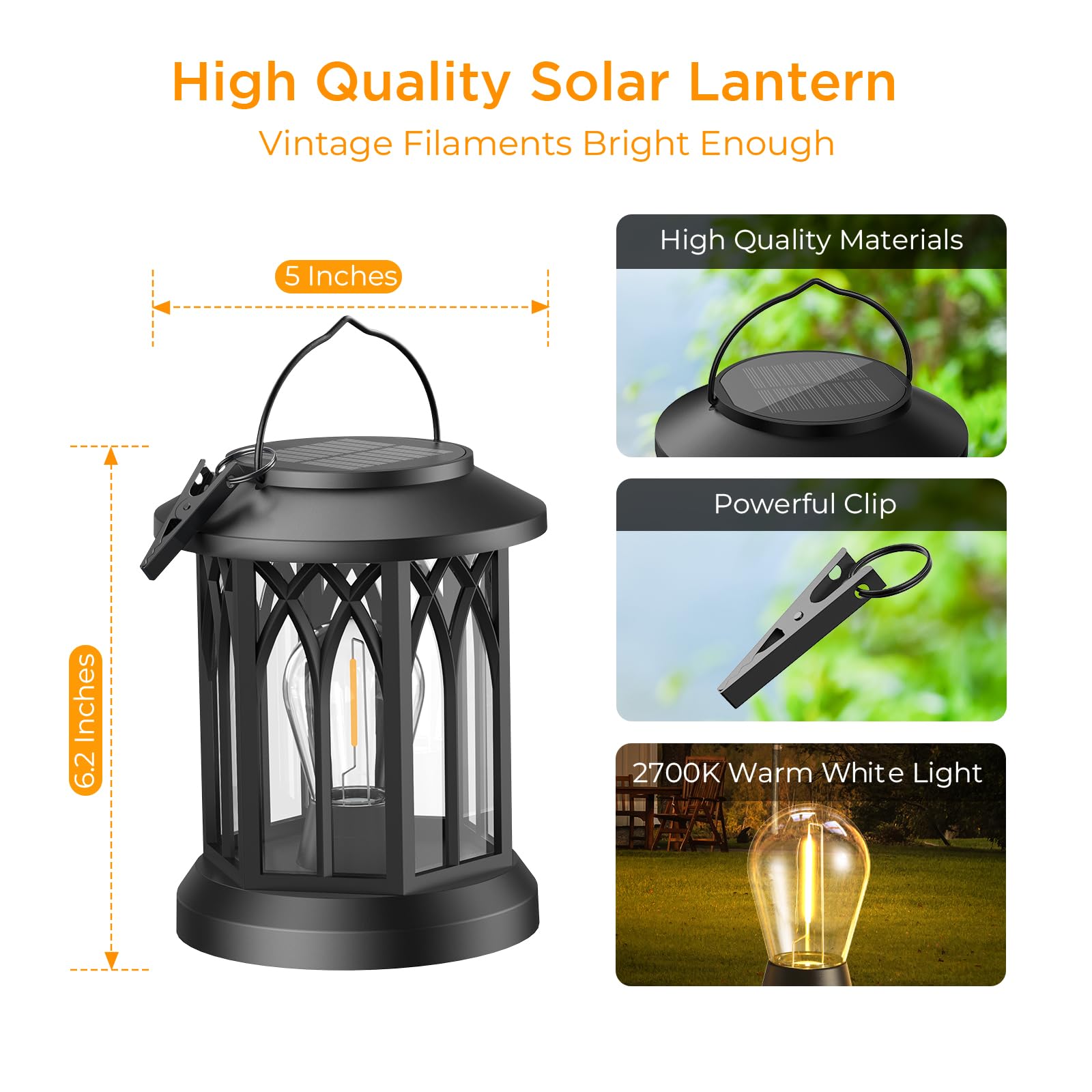 Black solar lantern with features highlighted on a white background
