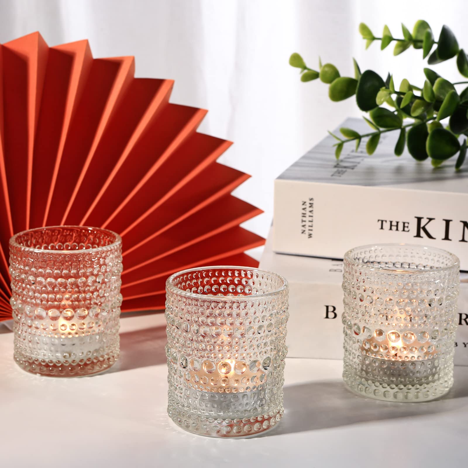 12 Pcs Clear Glass Tea Light Candle Holders