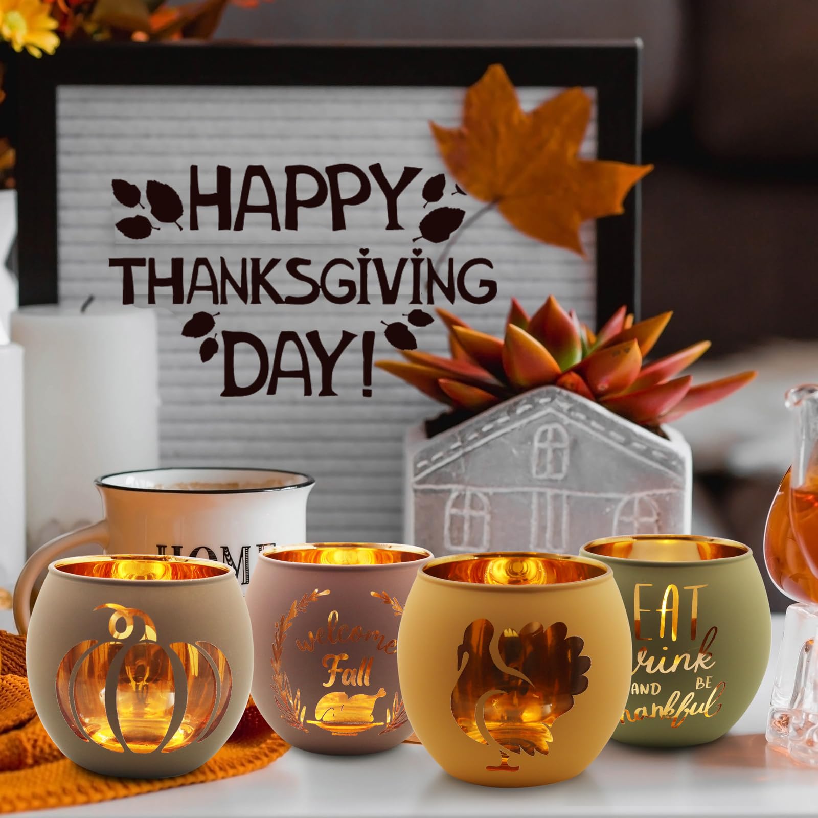 Thanksgiving Votive Candle Holder Set of 6