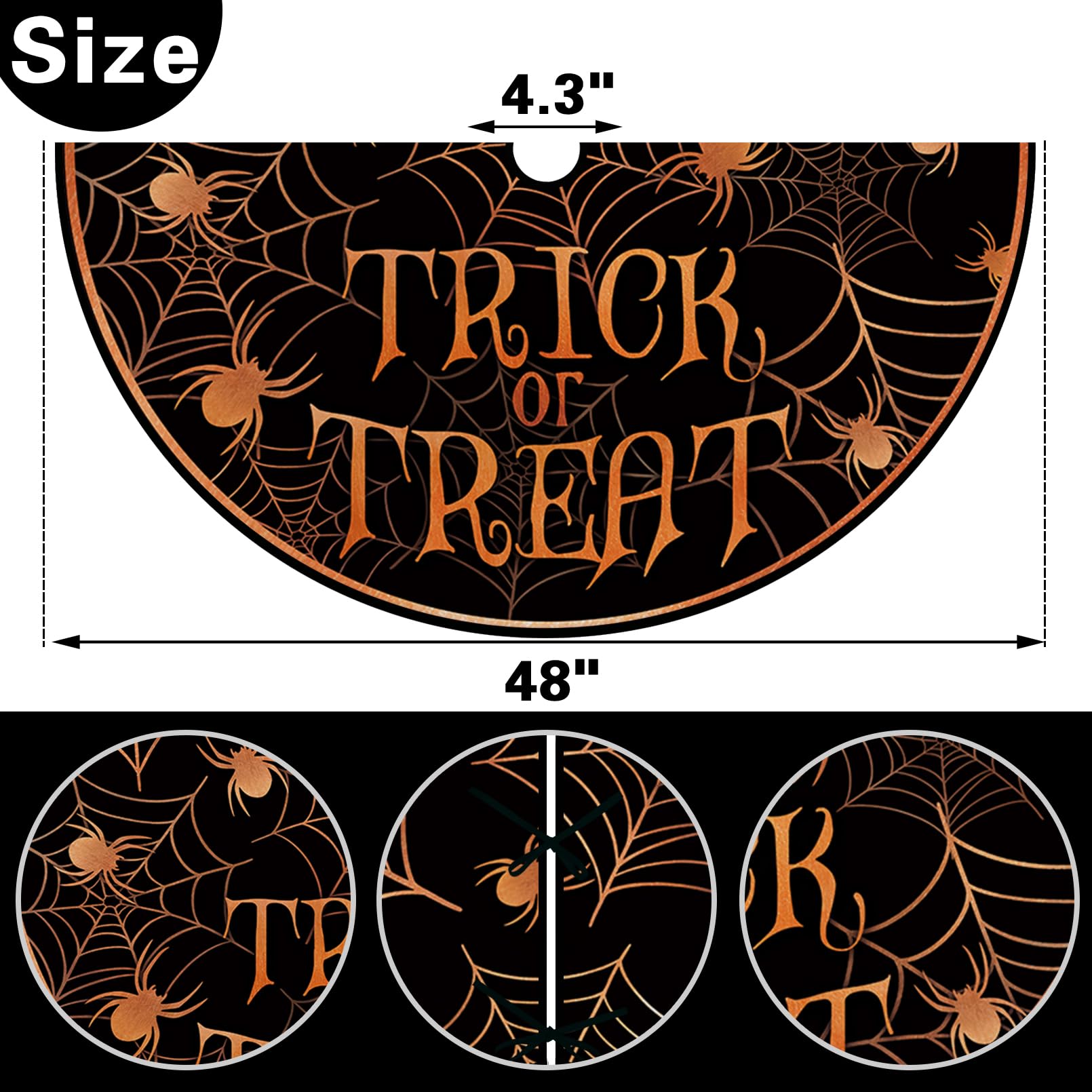 48 Inches Lace-up Spider Web Orange Black Tree Skirt