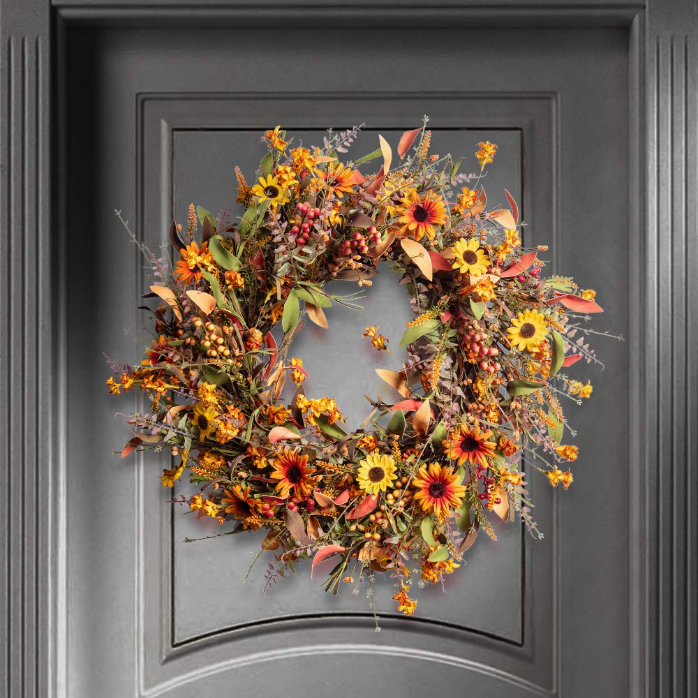 24 Inch Artificial Large Autumn Wreath Indoor/Outdoor