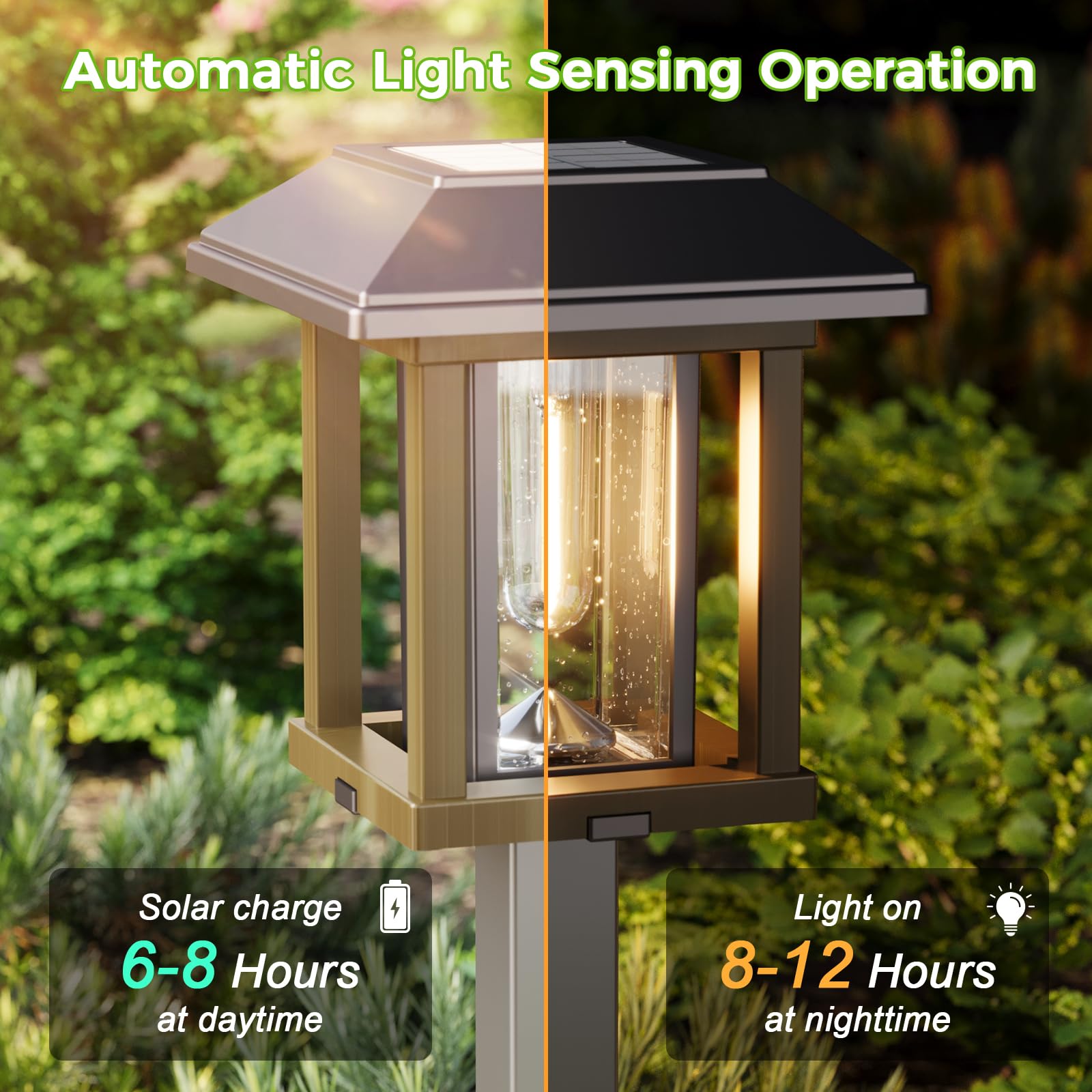 Solar Pathway Lights Outdoor Waterproof IP65 - Dual-Tone LED Solar Lights Warm White