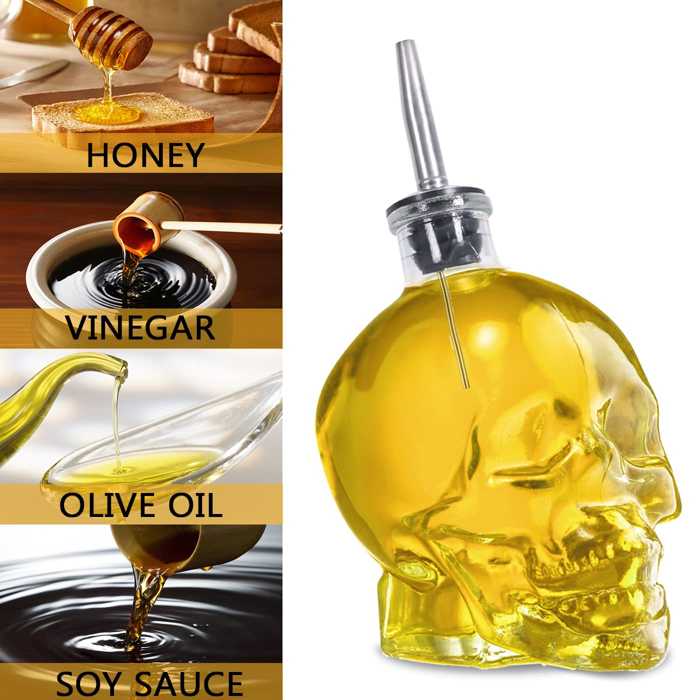 Skull Bottle Set for Olive oil, sauces, vinegar, honey