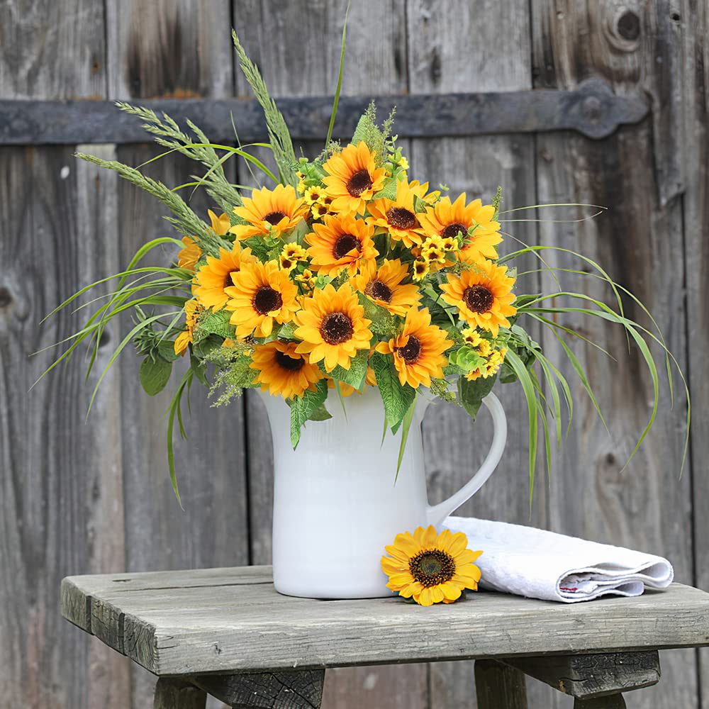 Artificial Sunflower Bouquets, 2 Bunches Fake Flowers Indoor/Outdoor