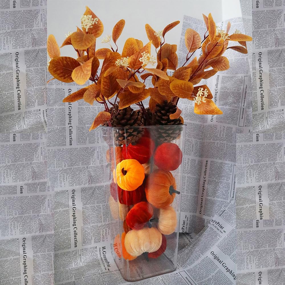 12 pcs faux velvet pumpkins for fall centerpieces