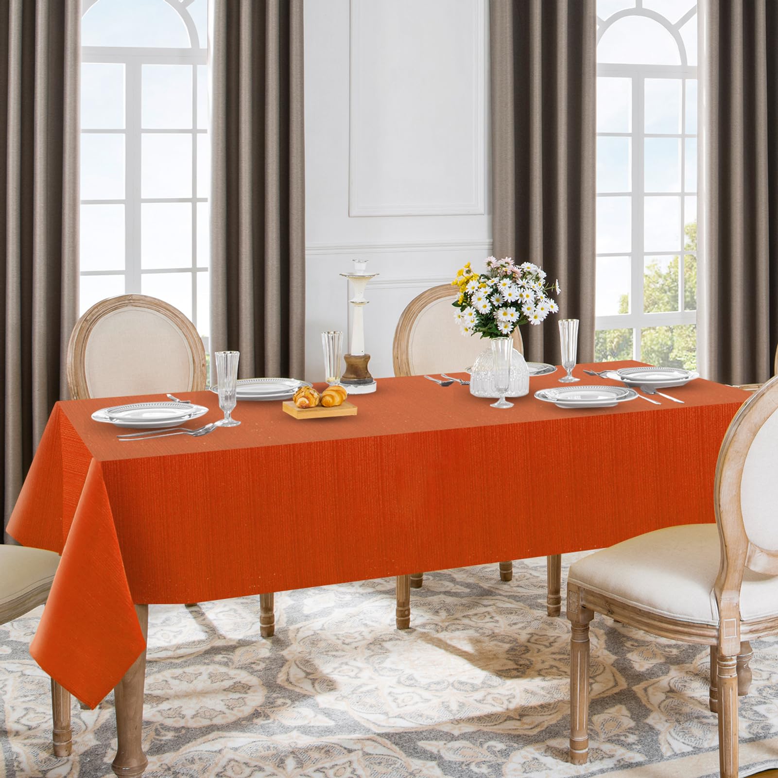 Fall Rectangle Tablecloth - Orange Geometric Line