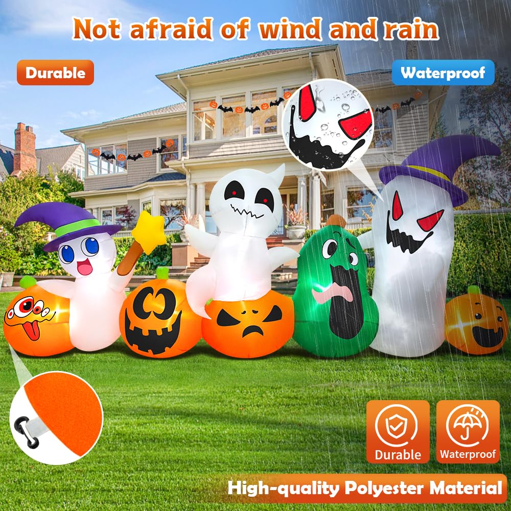 8 FT Halloween Inflatable Ghosts Pumpkins Witch Hats