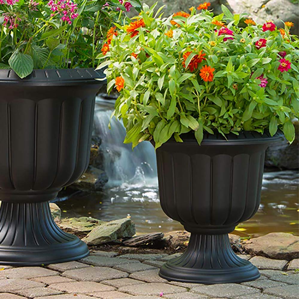 Classic Urn Planter, Black, 19 Inch