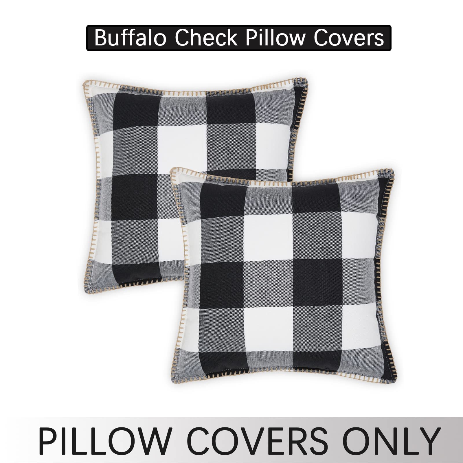 Fall Buffalo Plaid Check Throw Pillow Covers 18x18 Set of 2