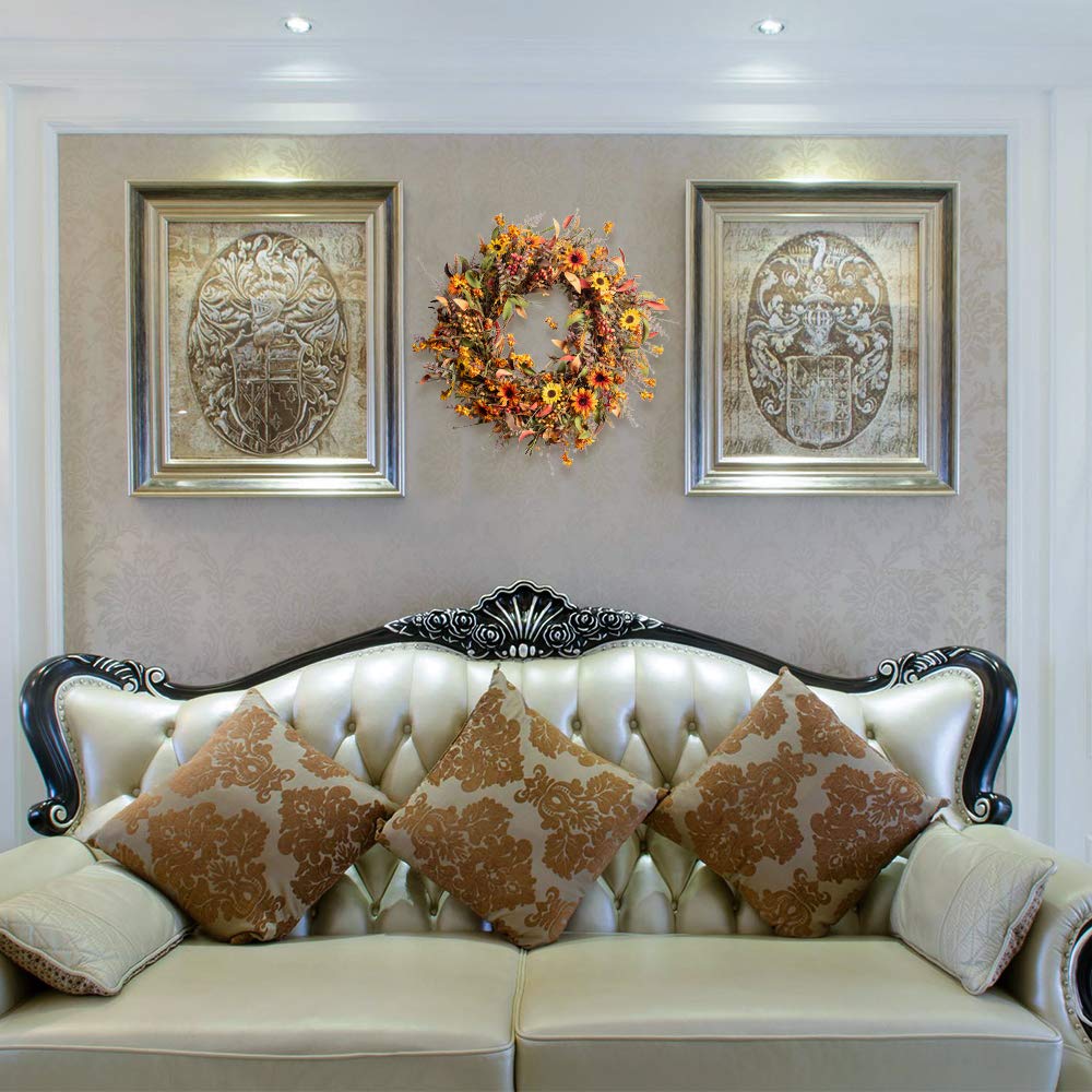24 Inch Artificial Large Autumn Wreath Indoor/Outdoor