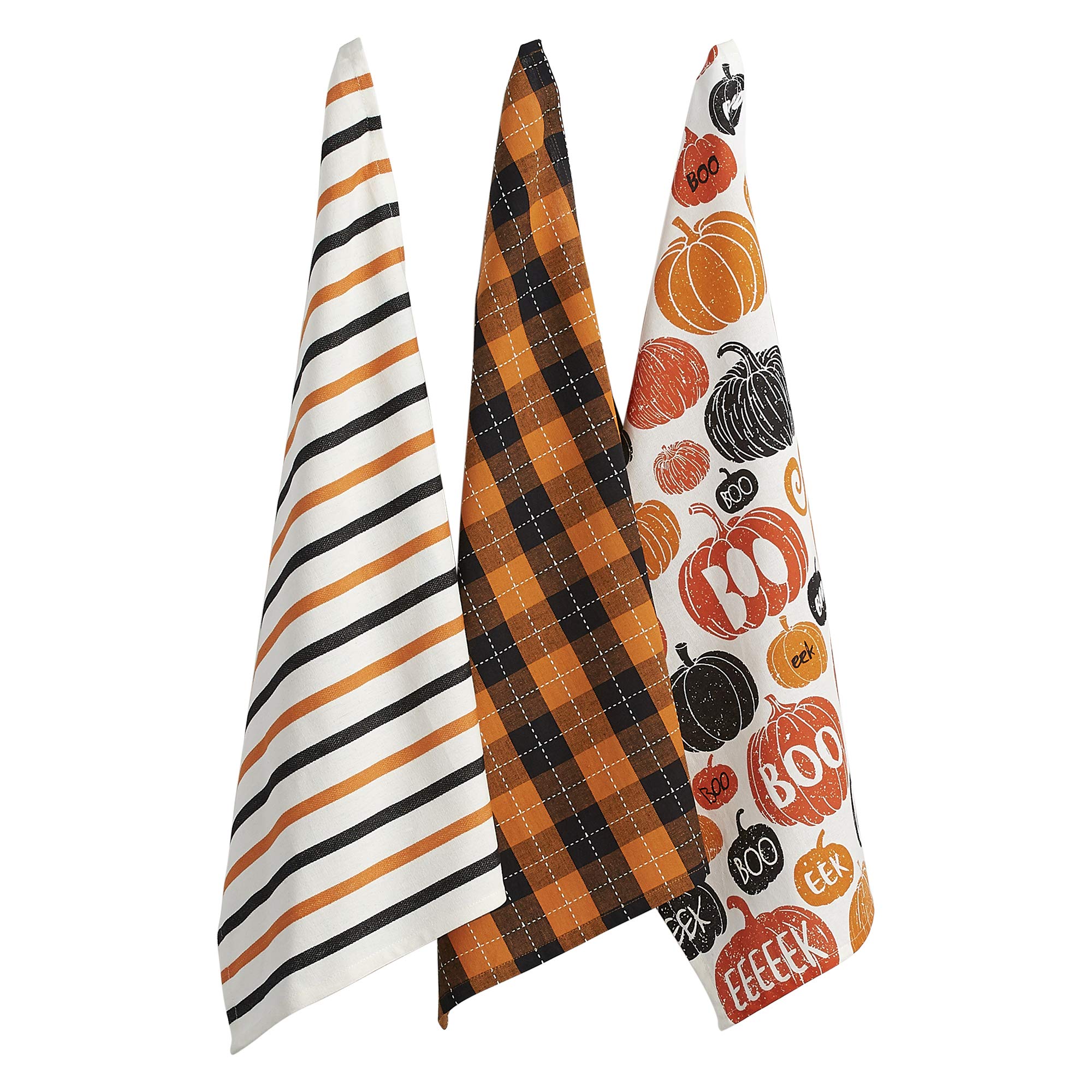 Halloween Hand Towels for The Kitchen, Pumpkin Boo, 3 Count