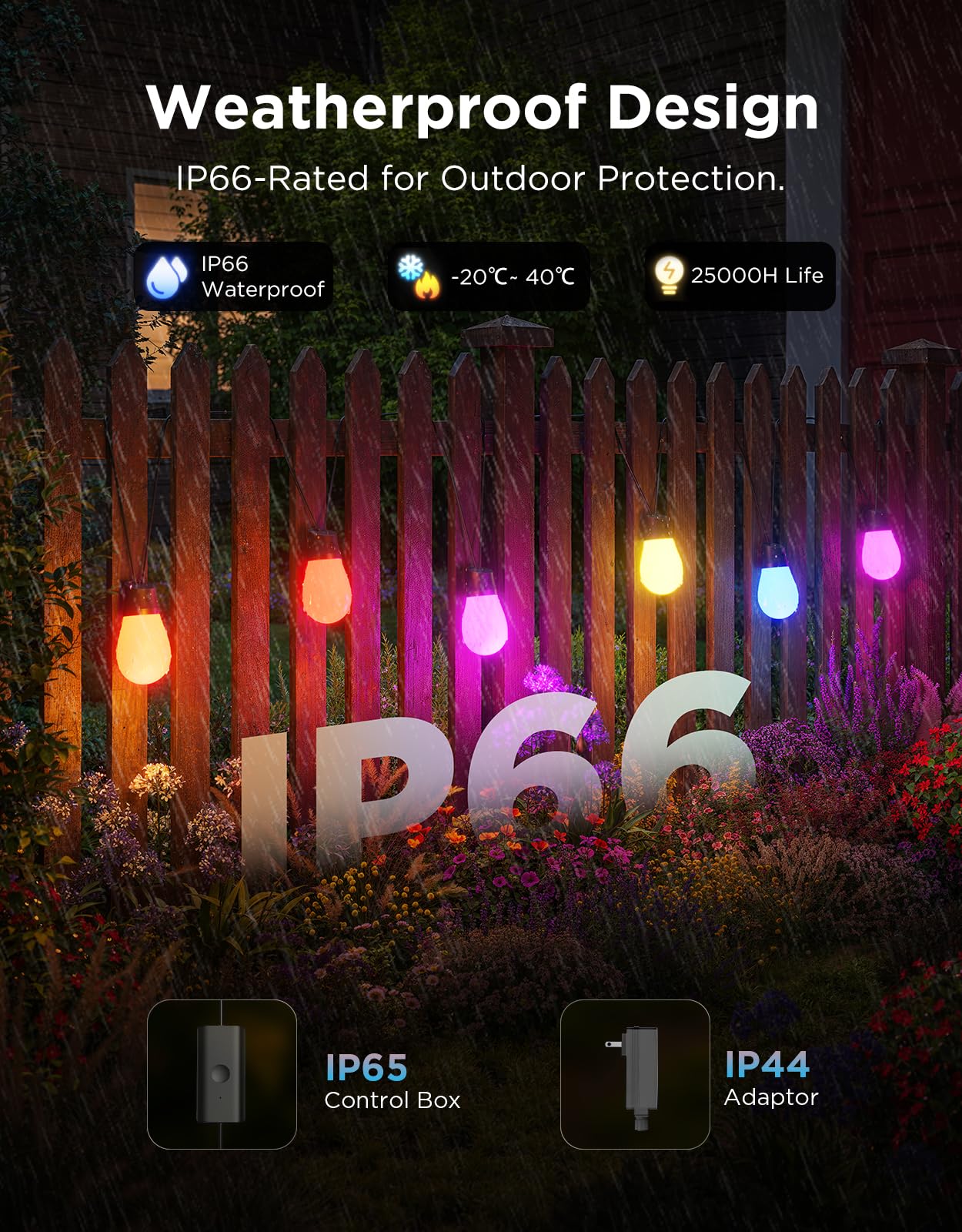 96ft Smart RGBIC Warm White S14 Bulb Outdoor String Lights (30 Bulbs)