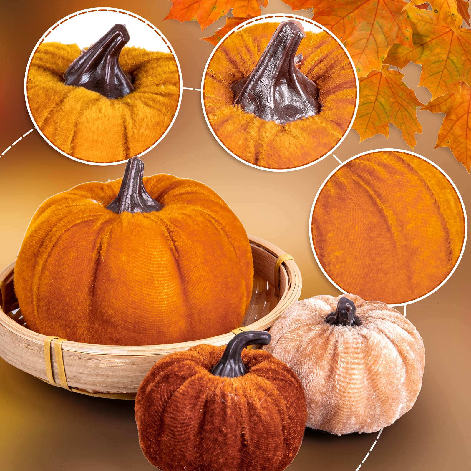 12Pcs Fall Artificial Pumpkins 3 Sizes