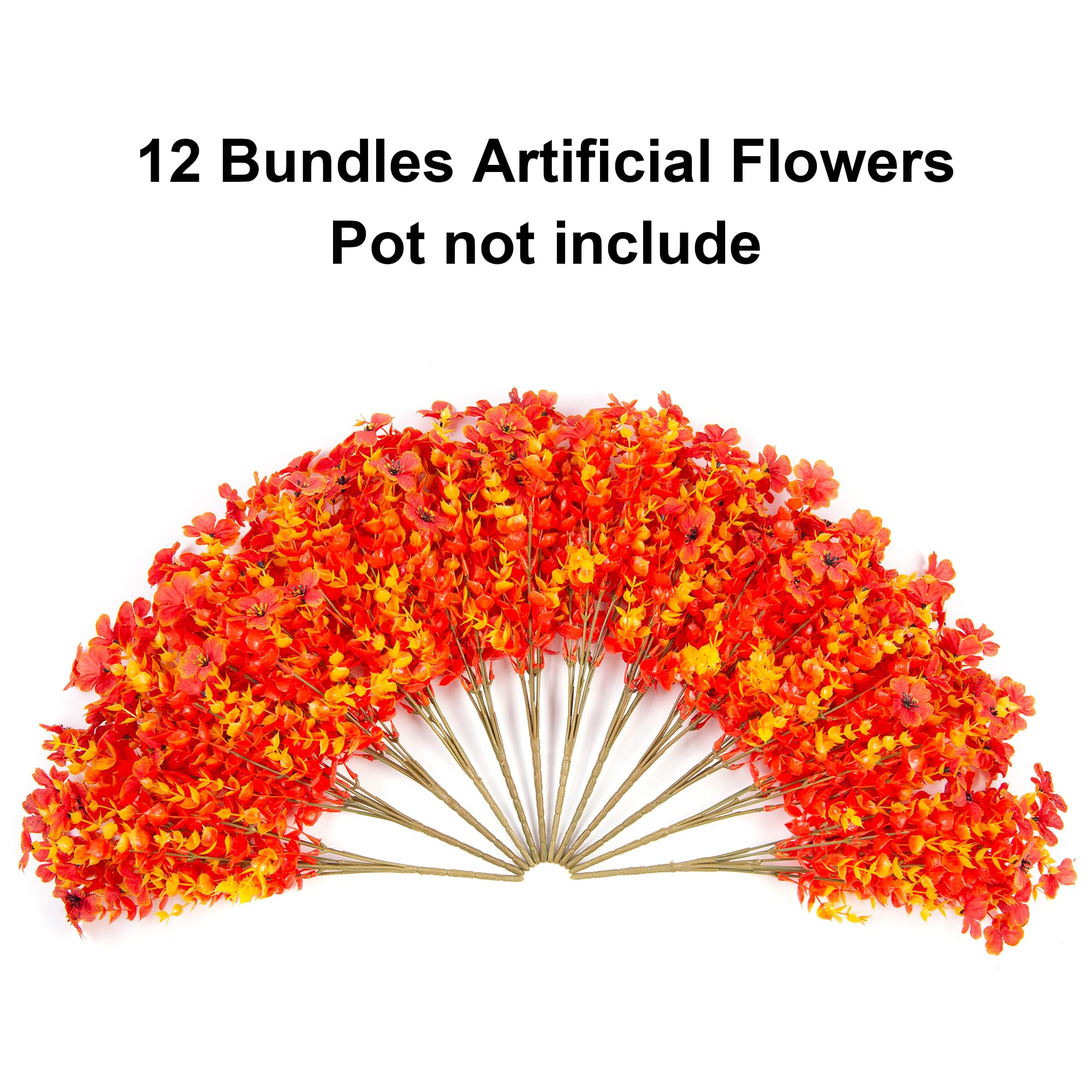 12 Bundles Sunset Faux Fall Flowers Artificial Mums Indoor/Outdoor