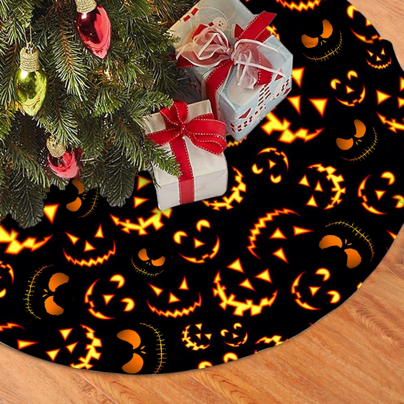 36Inch Pumpkin Face Halloween Tree Skirt