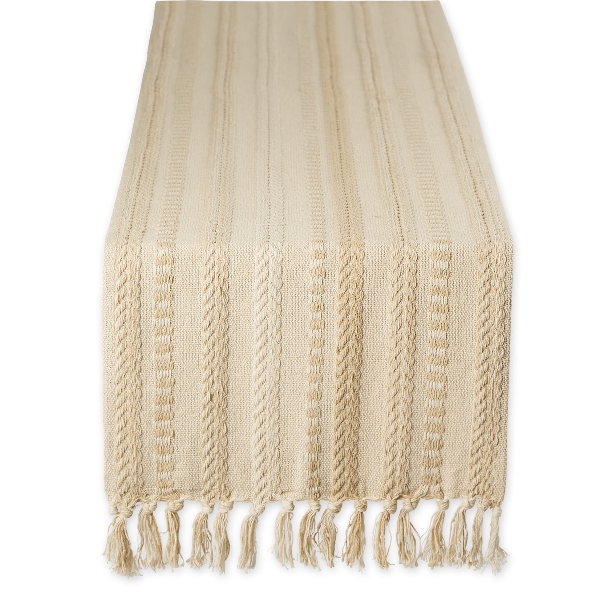 Farmhouse Braided Stripe Table Runner, 15x72 (15x77, Fringe Included)