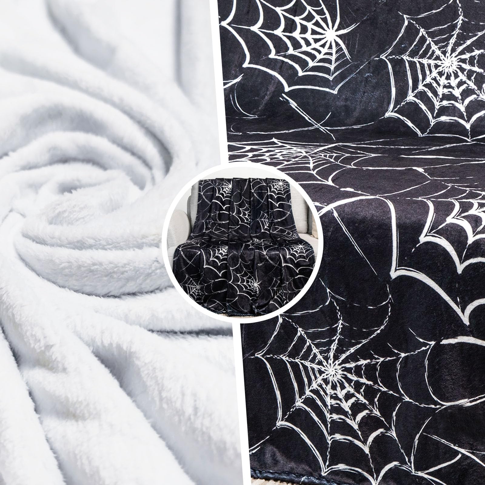 gothic plush throw blanket spider web design