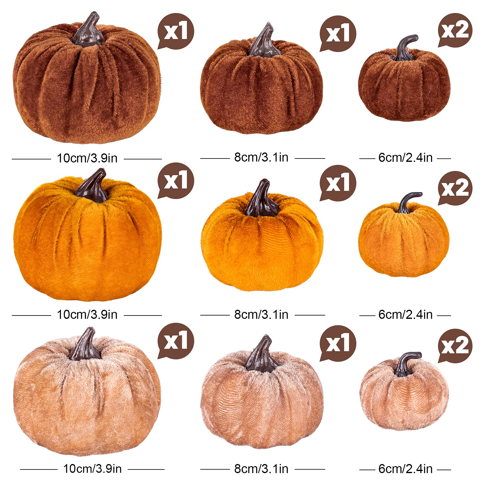 12Pcs Fall Artificial Pumpkins 3 Sizes