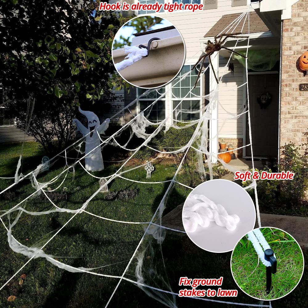 200" Halloween Spider Web + 59" Giant Spider Decoration