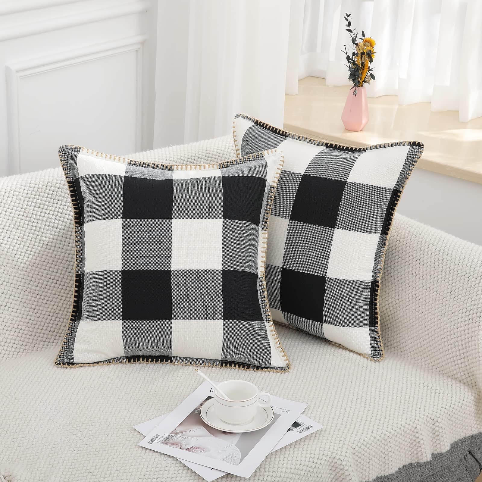 Fall Buffalo Plaid Check Throw Pillow Covers 18x18 Set of 2