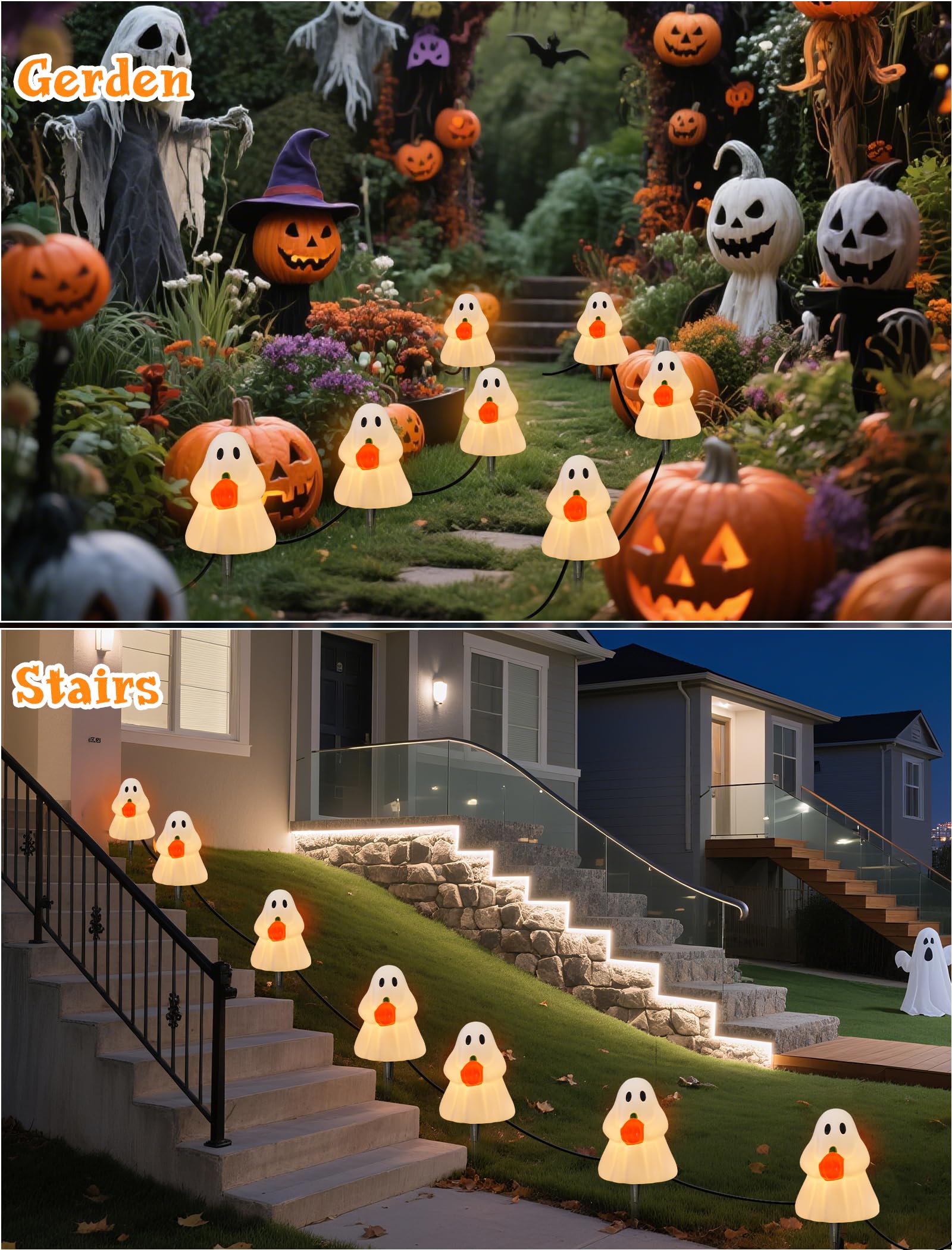 7Ft 4PK Halloween Ghost Pathway Lights