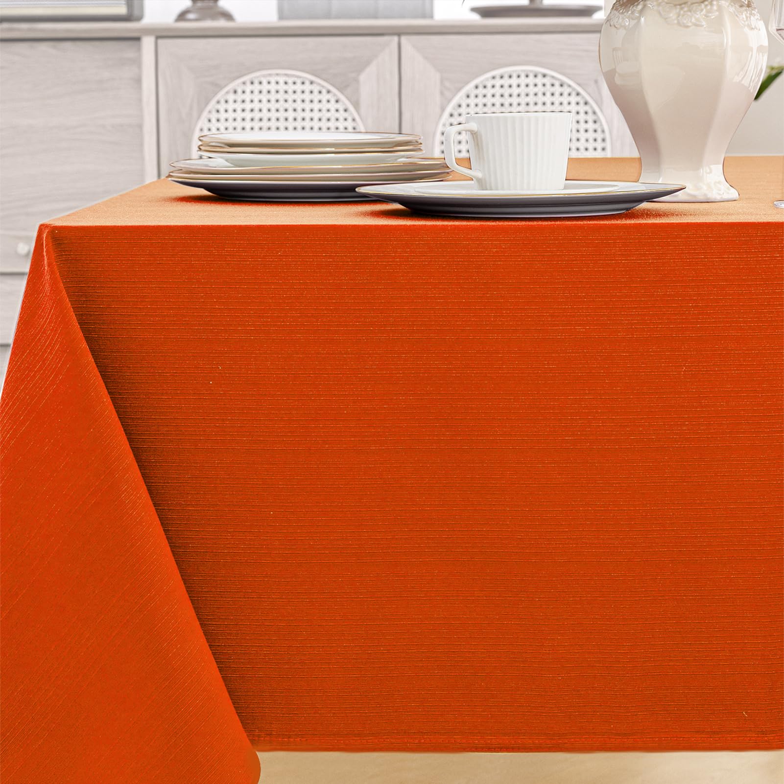 Fall Rectangle Tablecloth - Orange Geometric Line