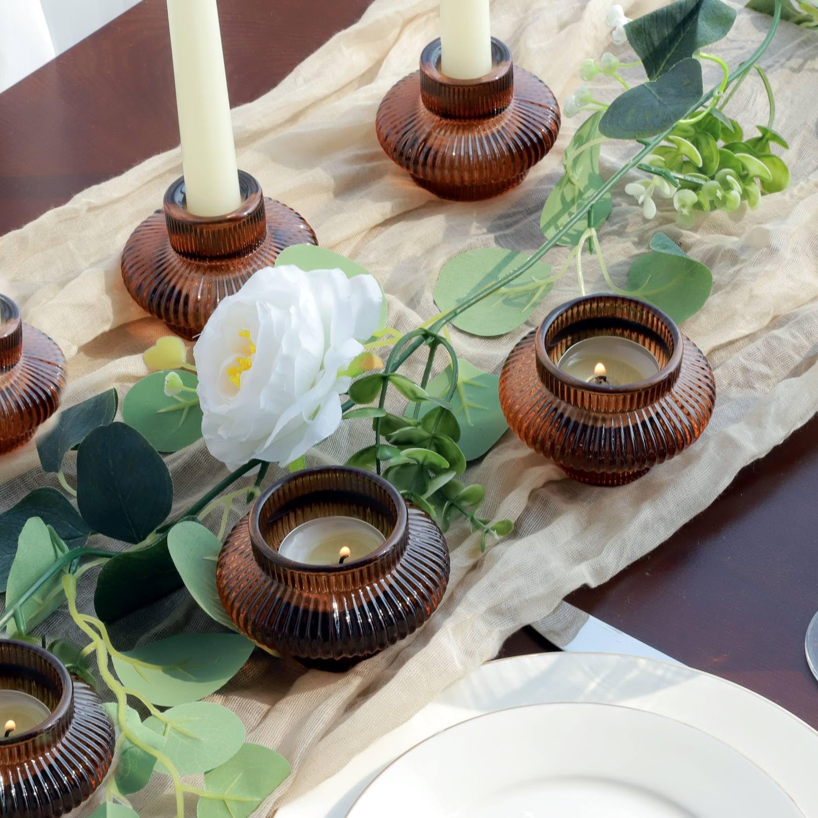 Brown Candlestick Holders Set of 6