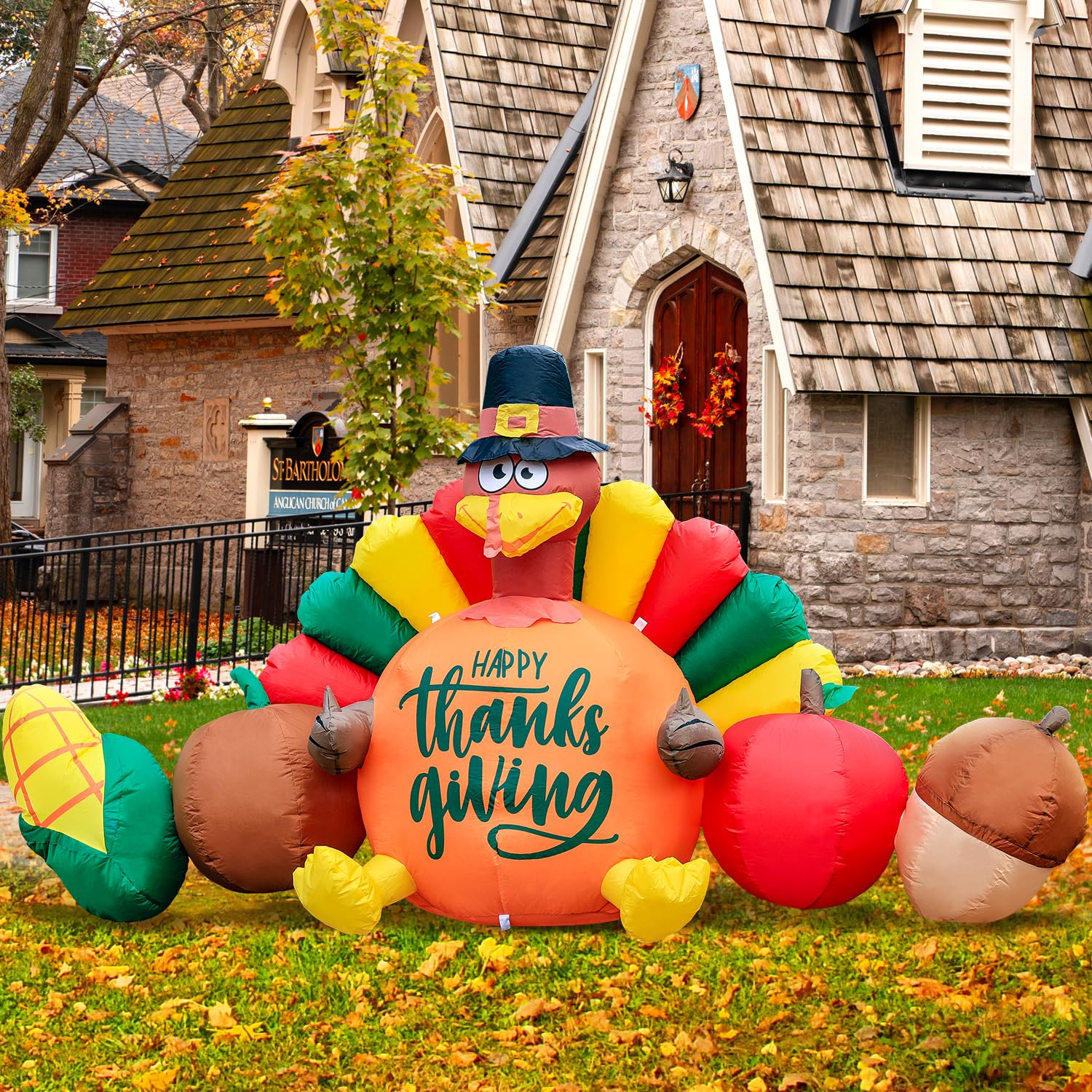 8FT Thanksgiving Inflatable Turkey with Vegetables