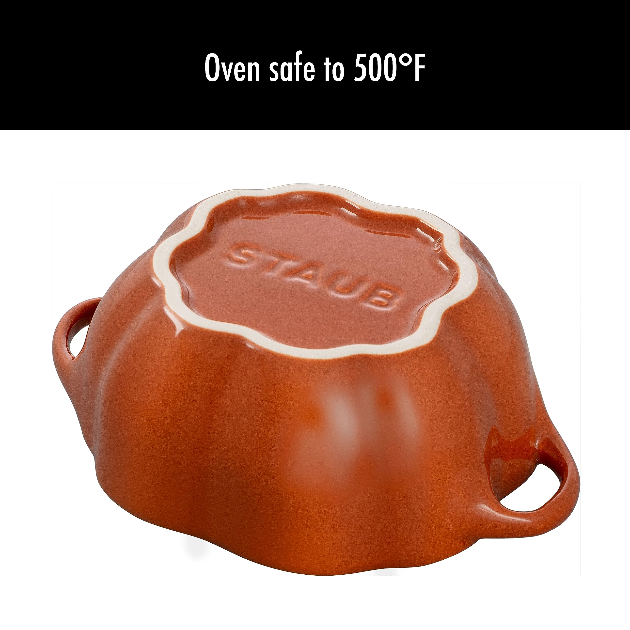 Ceramic 2-pc 24-oz Petite Pumpkin Cocotte Set - Burnt Orange