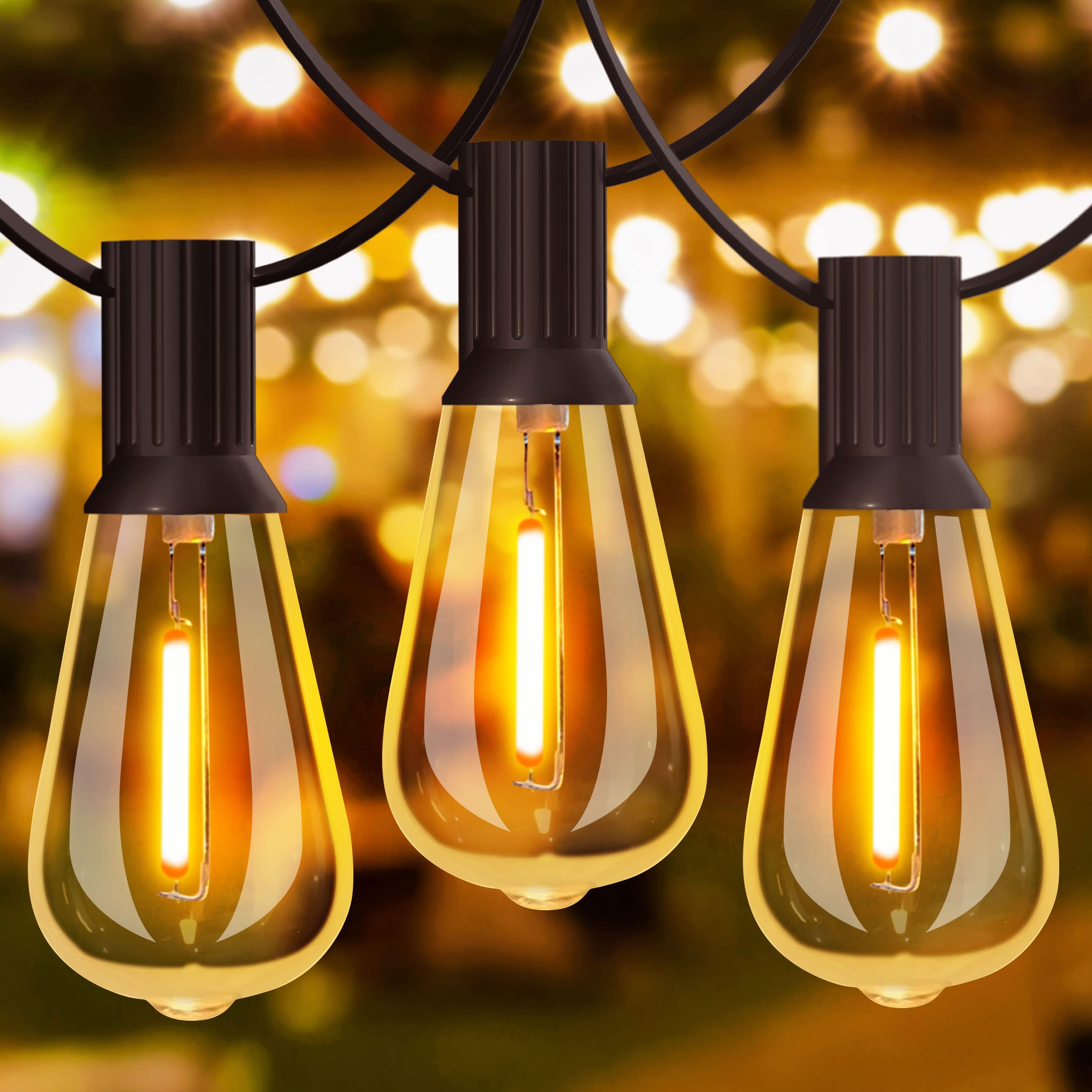 60FT LED Outdoor Patio Lights Waterproof with 30+2 Vintage Bulbs 2700K Hanging Edison String Lights