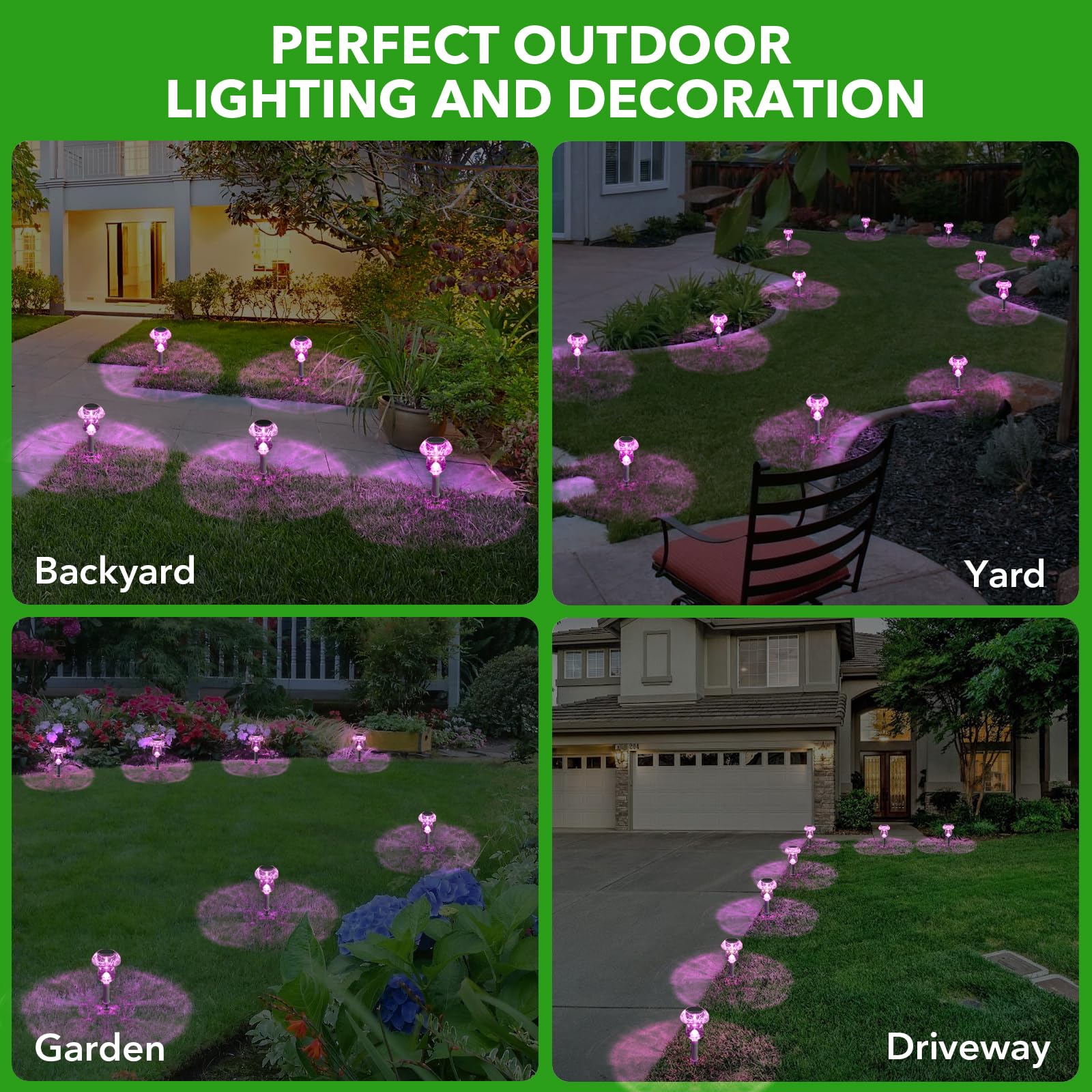 8 Pack Purple Mushroom Solar Lights Outside Waterproof