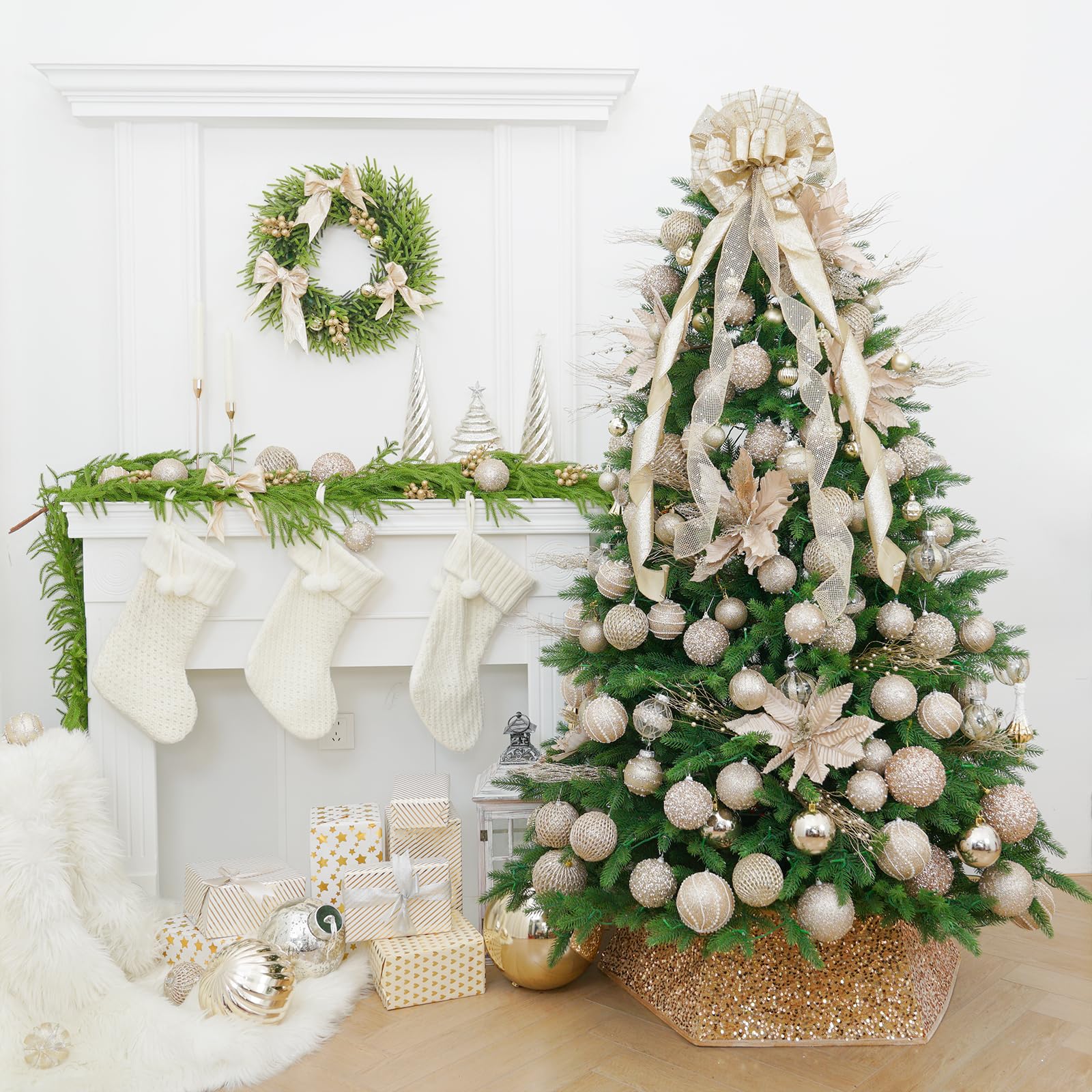 Champagne ball ornament set