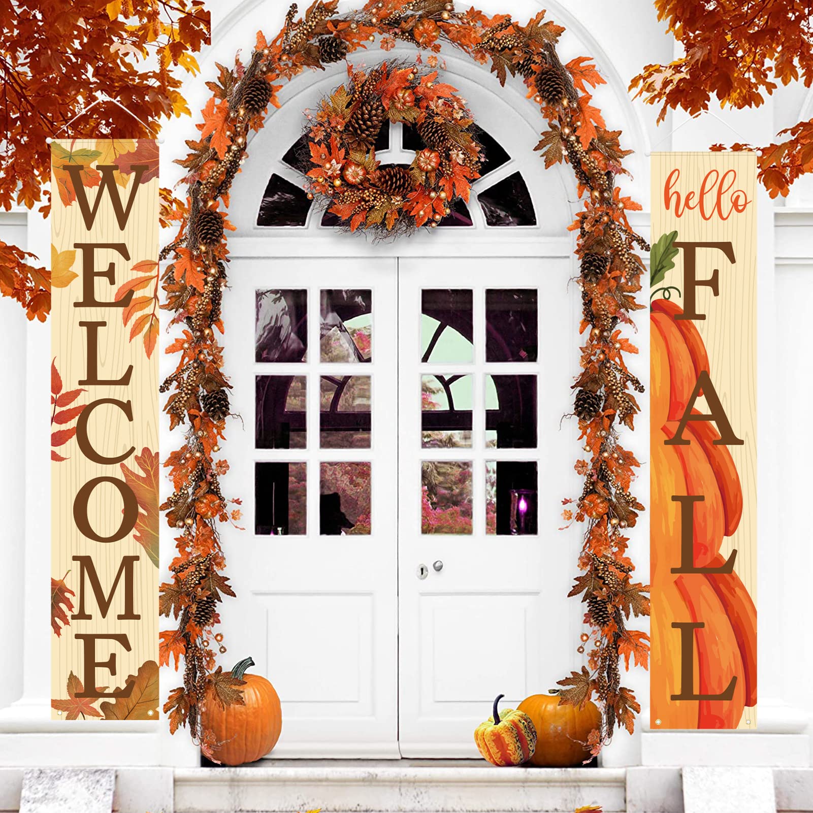 Welcome & Hello Fall Signs for Front Door