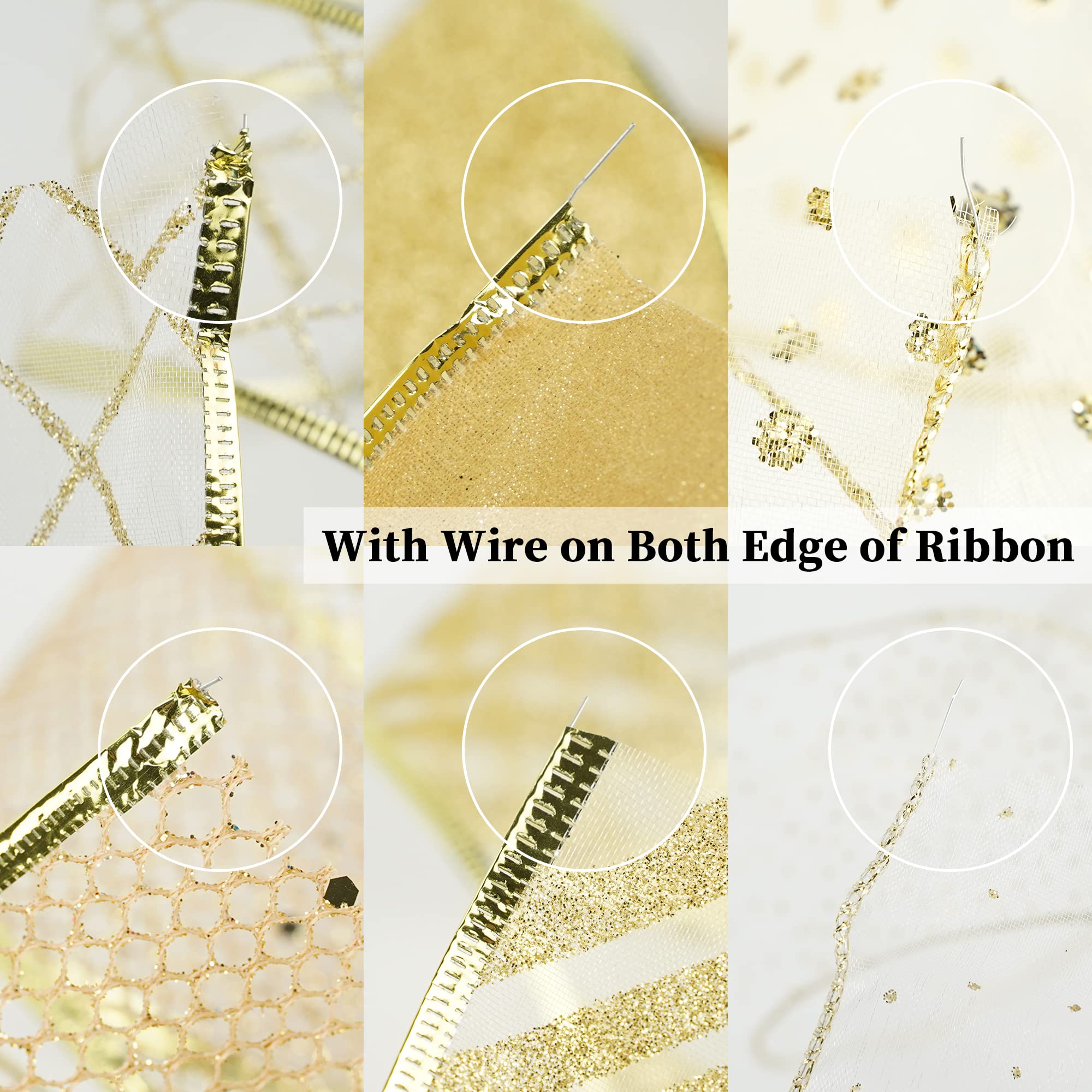 Gold decorative ribbon with wire edges