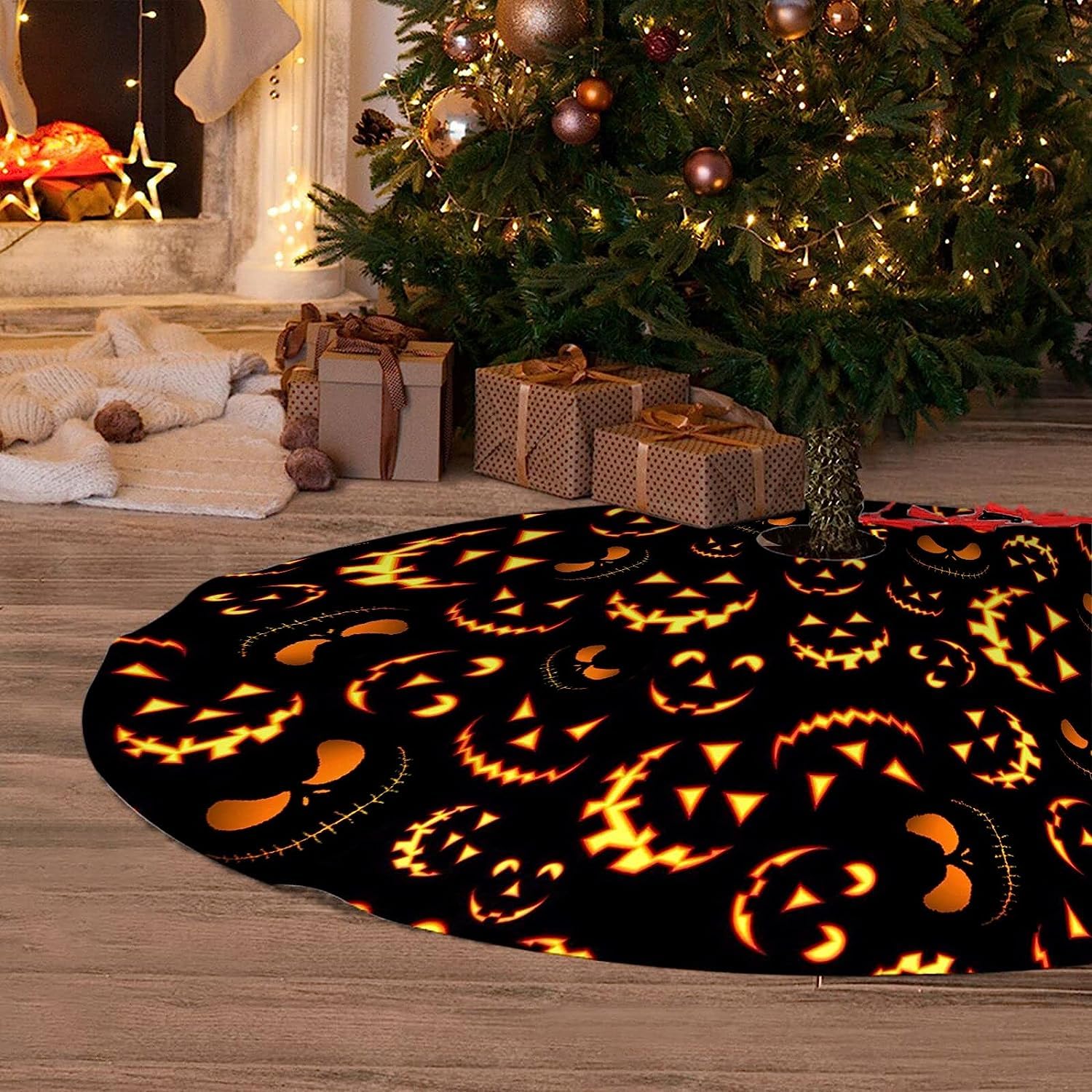 36Inch Pumpkin Face Halloween Tree Skirt