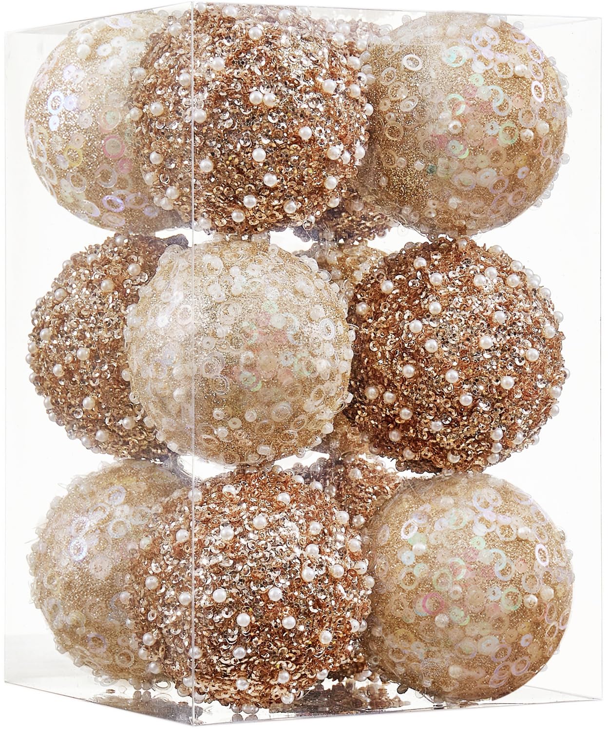 12 Pcs Champagne Christmas Ball Ornaments Shatterproof Plastic (70mm/2.76")