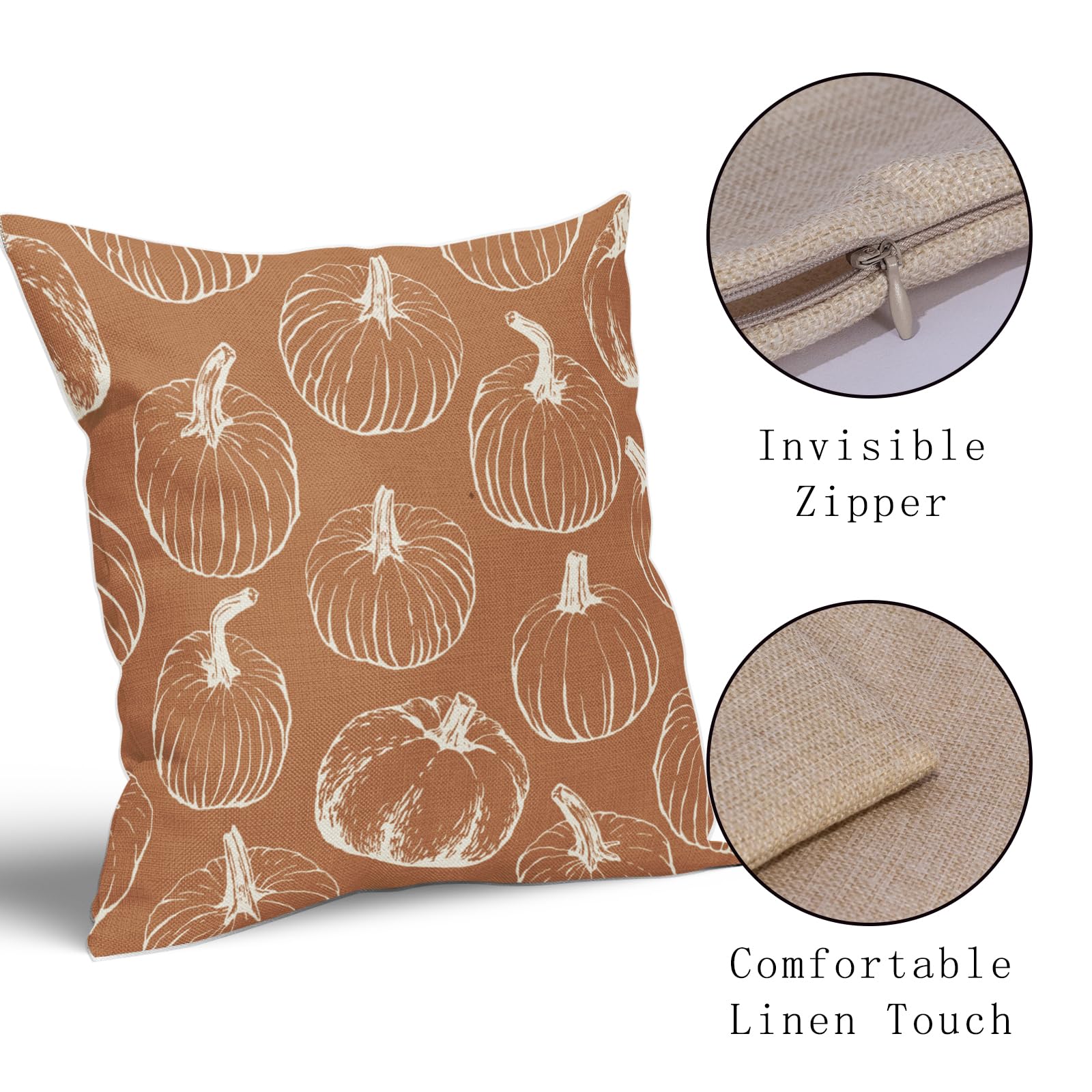 Fall Pumpkin Pillow Covers 18x18 Set of 2