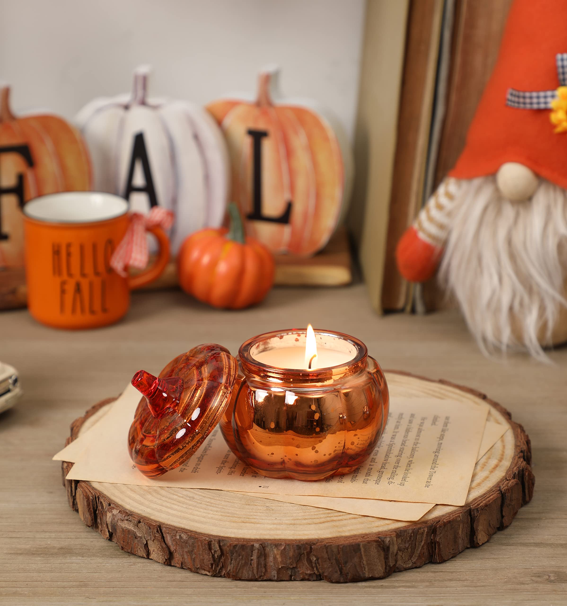 pumpkin shaped fall candle