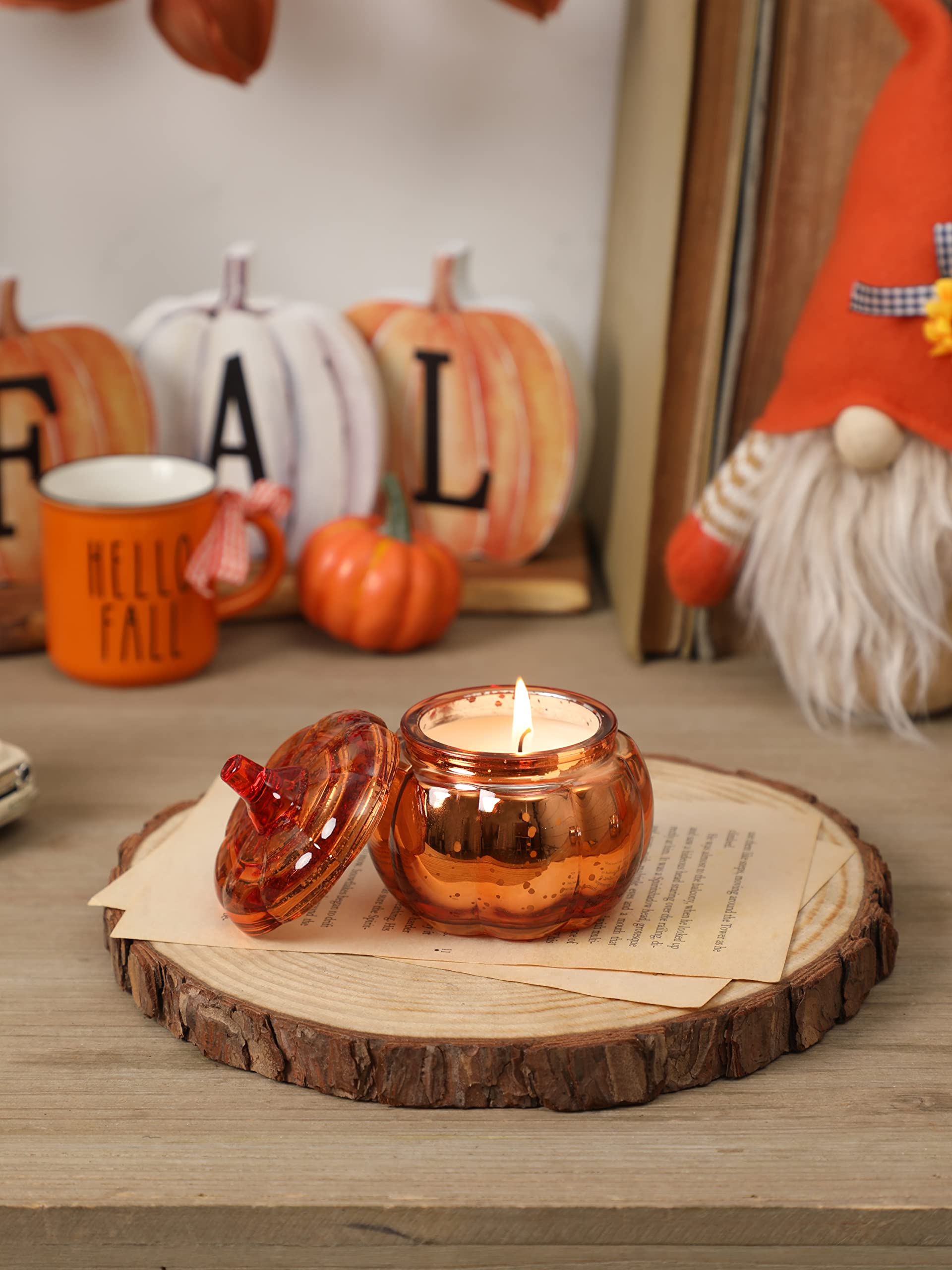 pumpkin shaped fall candle