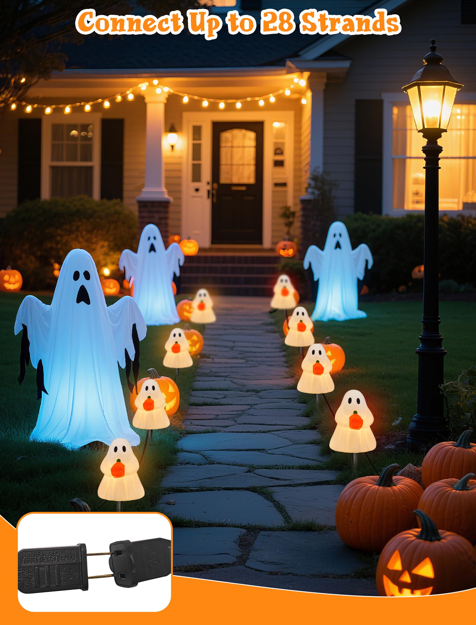 7Ft 4PK Halloween Ghost Pathway Lights