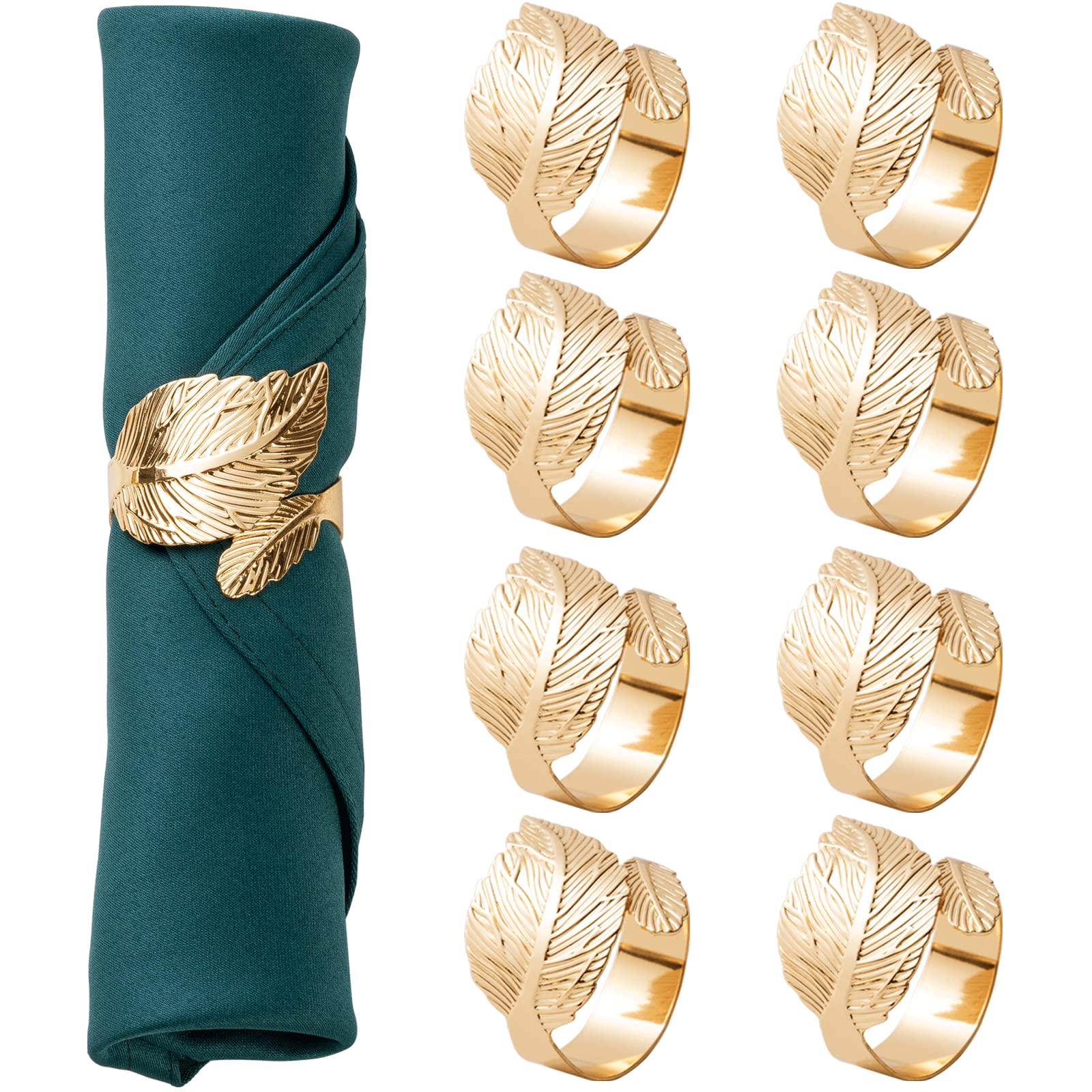 Gold Leaf Napkin Rings Set of 8