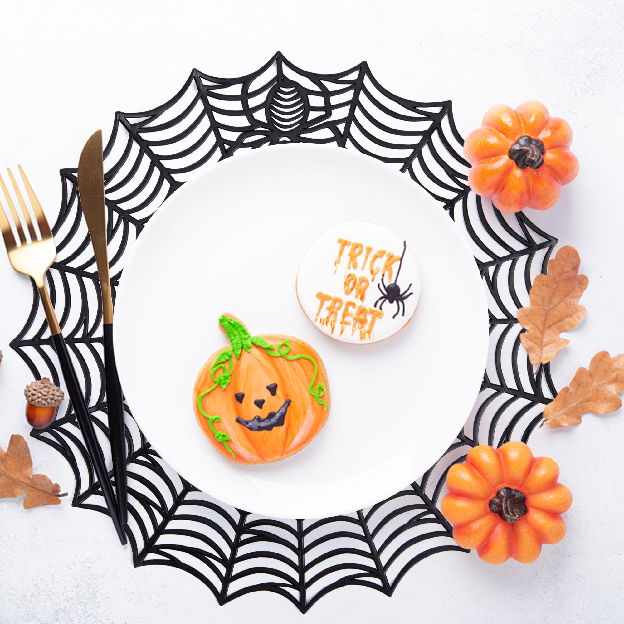 6 Piece Set Halloween Spider Web Placemats