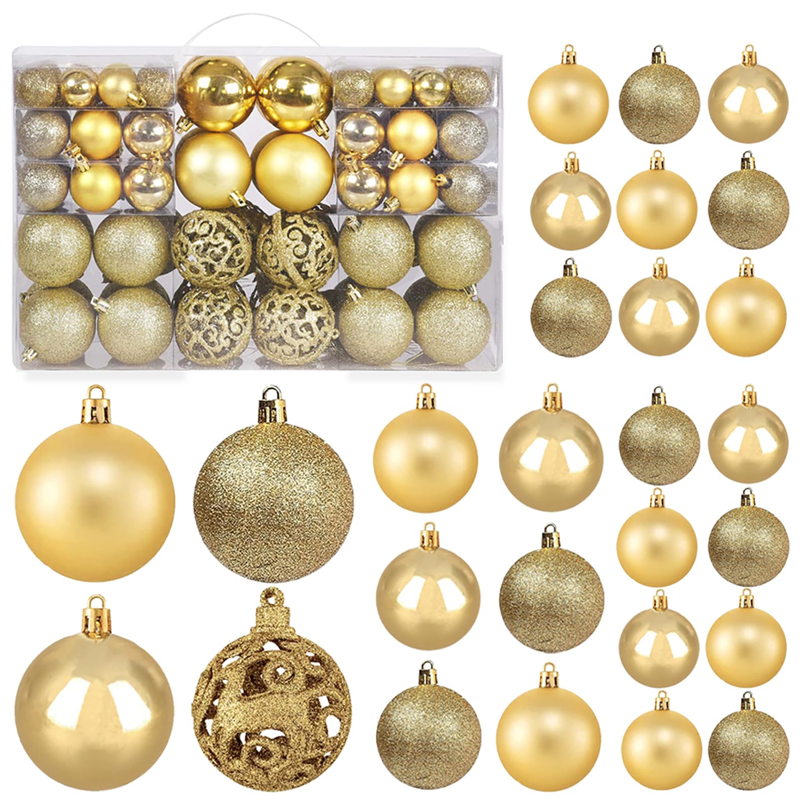 100 Count Gold Christmas Ball Ornaments Set