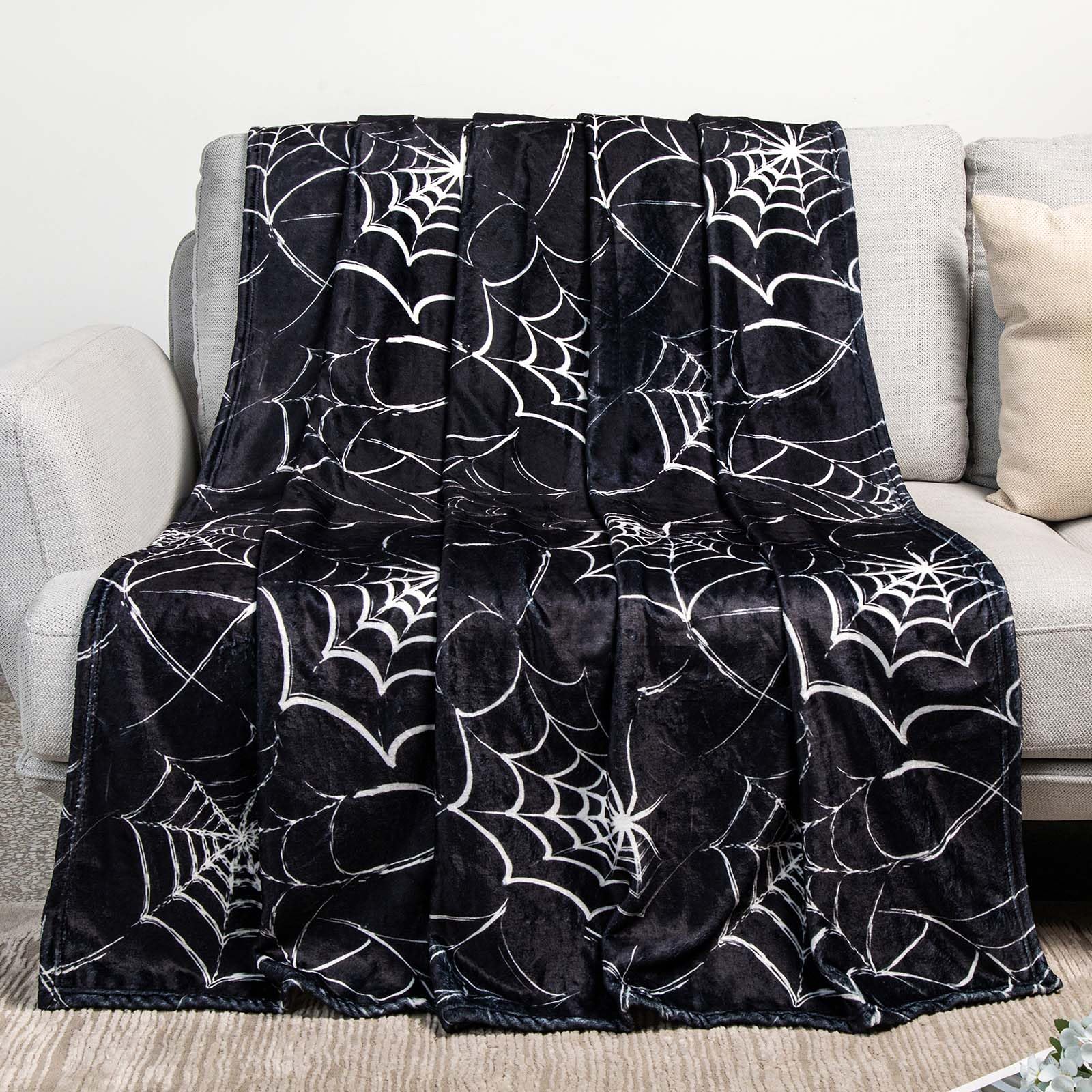 Spider Web Throw Blanket Gothic Black Spooky Blanket (50 x 60 Inch)